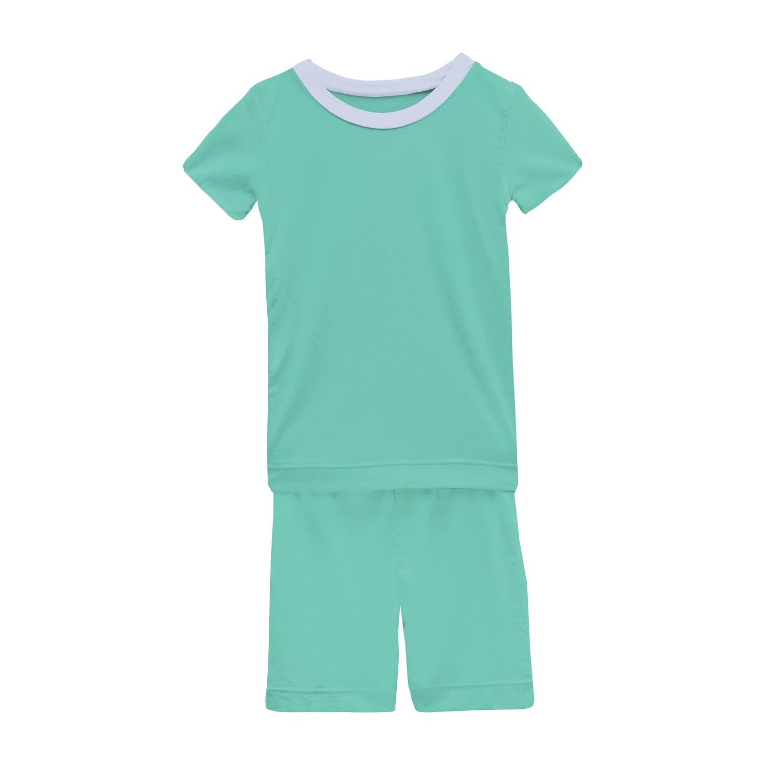 Short Sleeve Pajama Set with Shorts in Glass with Dew