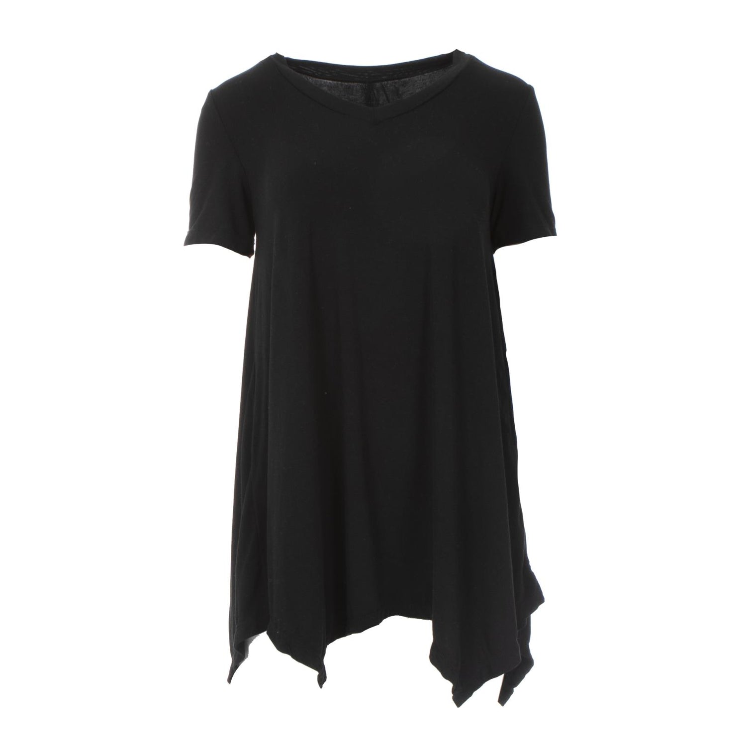 Women's Solid Short Sleeve V-Neck Tunic in Midnight