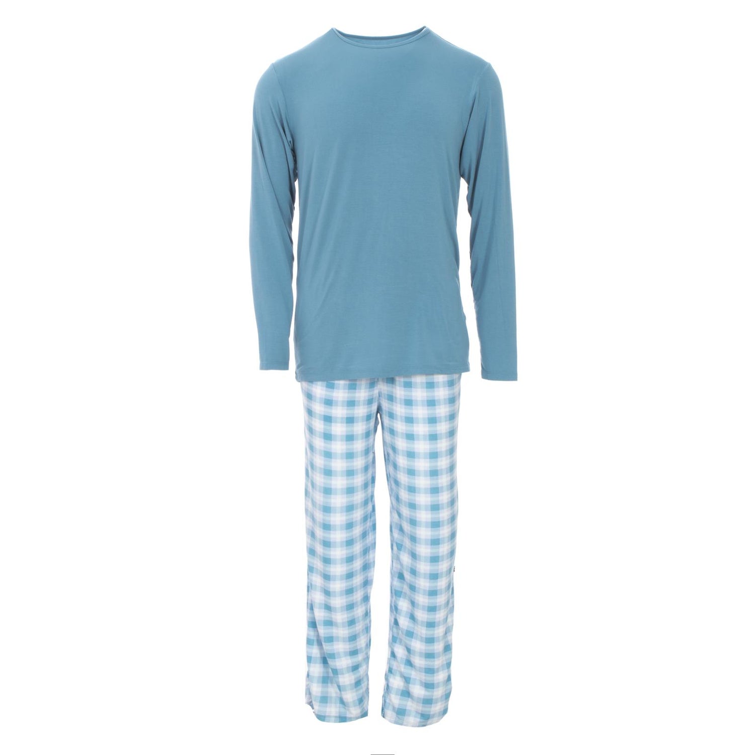 Men's Long Sleeve Pajama Set in Blue Moon Holiday Plaid