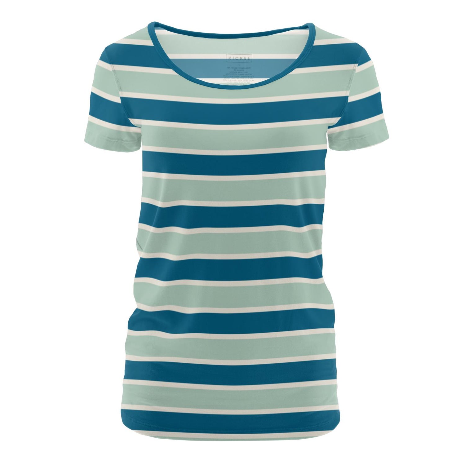 Women's Print Short Sleeve Scoop Neck Tee in Seaside Cafe Stripe