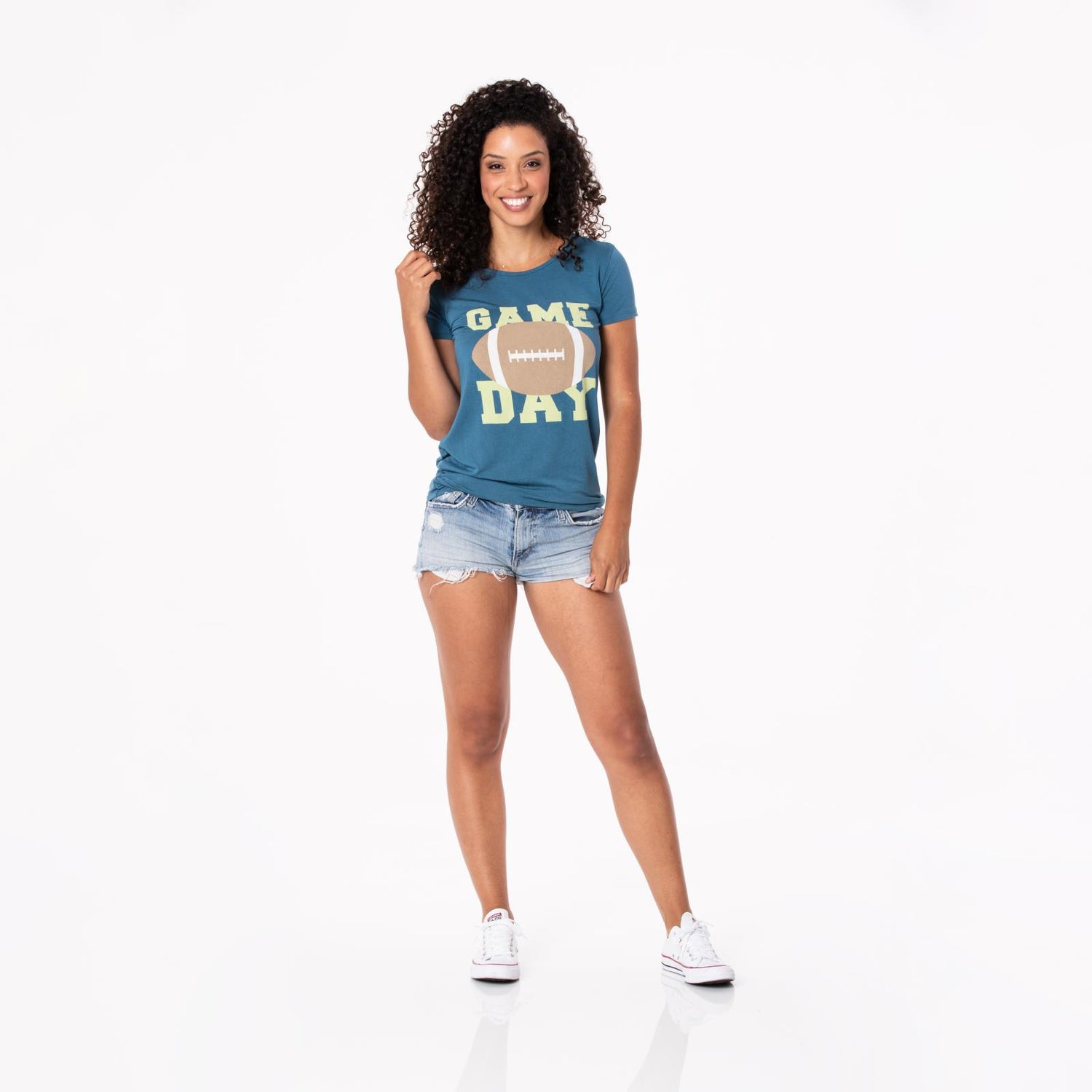 Women's Graphic Short Sleeve Loosey Goosey Tee in Deep Sea Game Day