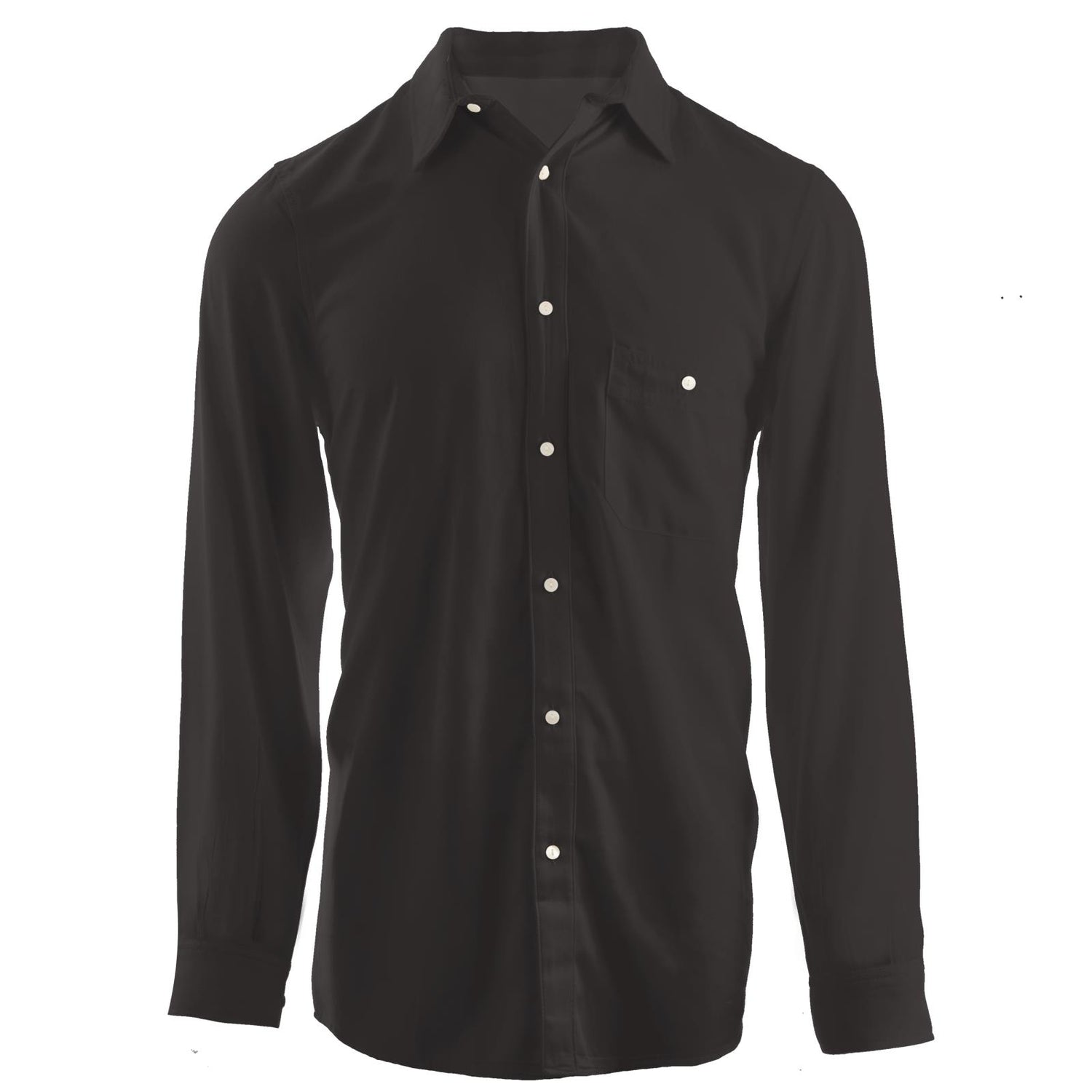 Men's Solid Long Sleeve Woven Button-Down Shirt in Midnight