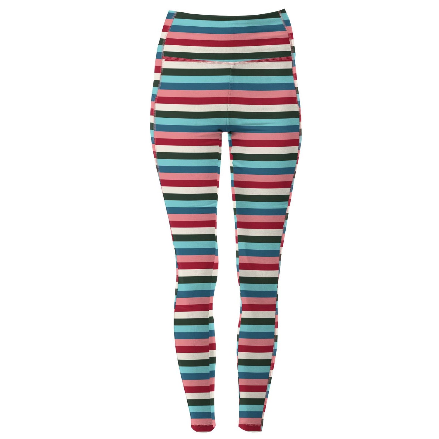 Women's Print Luxe Stretch Leggings with Pockets in Snowball Multi Stripe