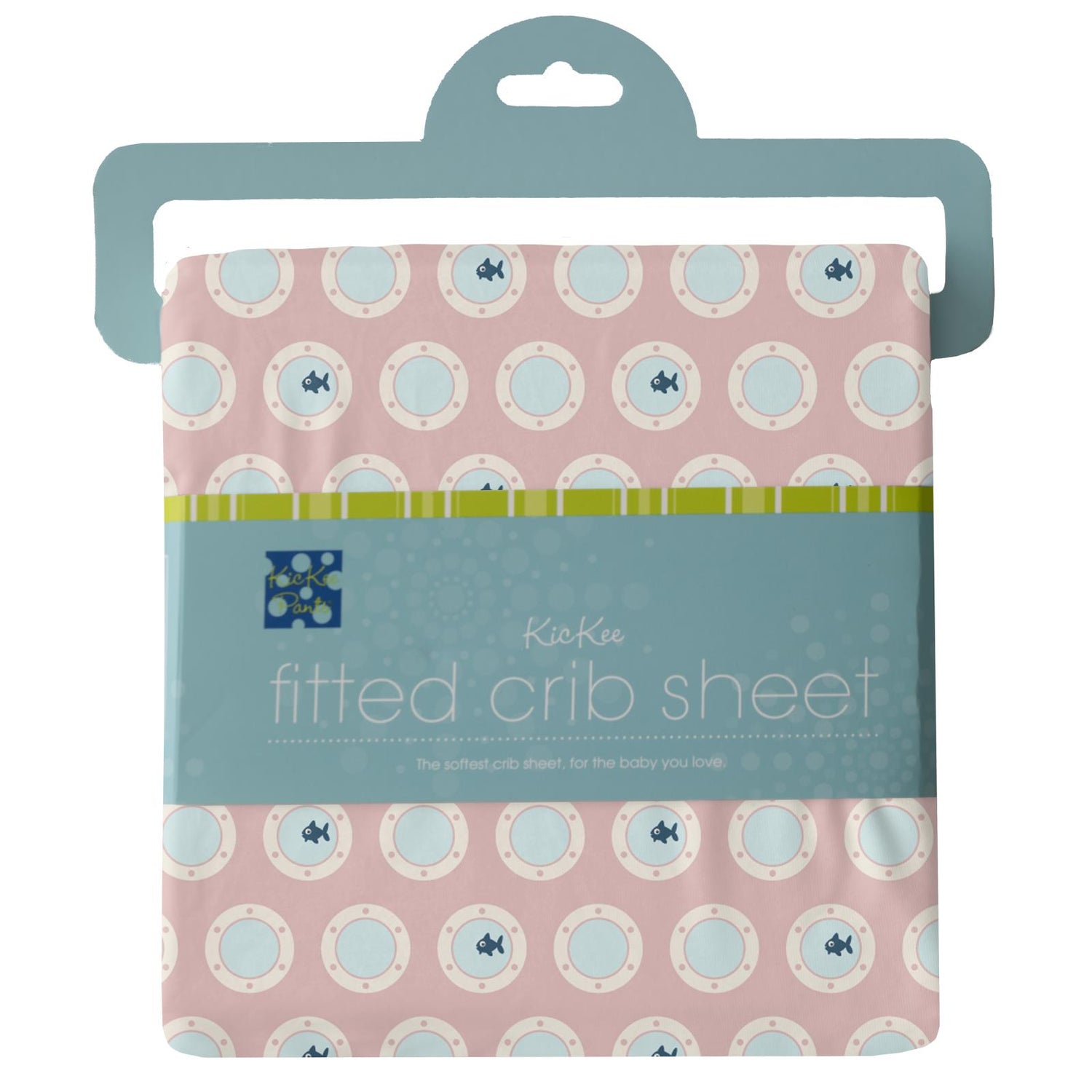 Print Fitted Crib Sheet in Baby Rose Porthole