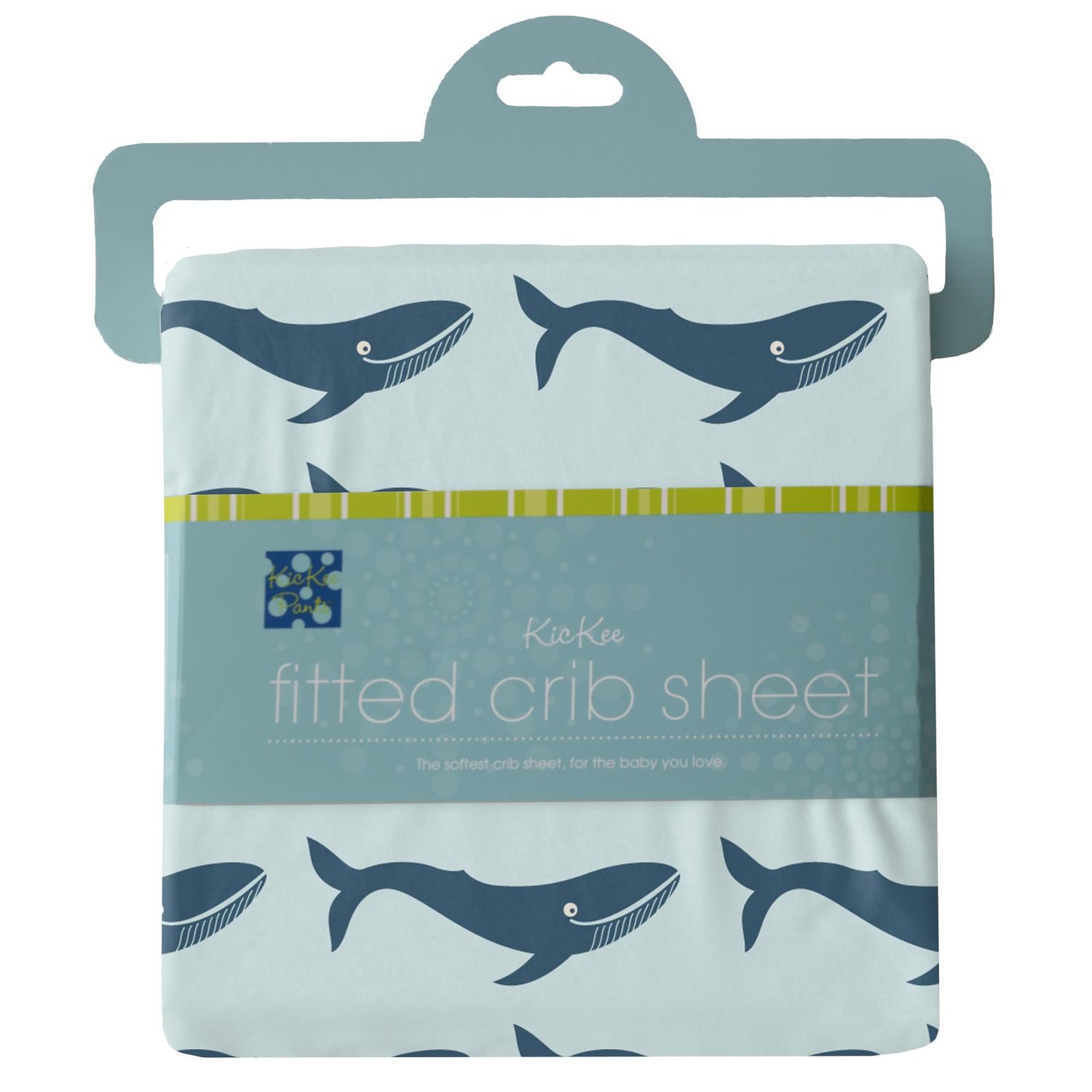 Print Fitted Crib Sheet in Fresh Air Blue Whales