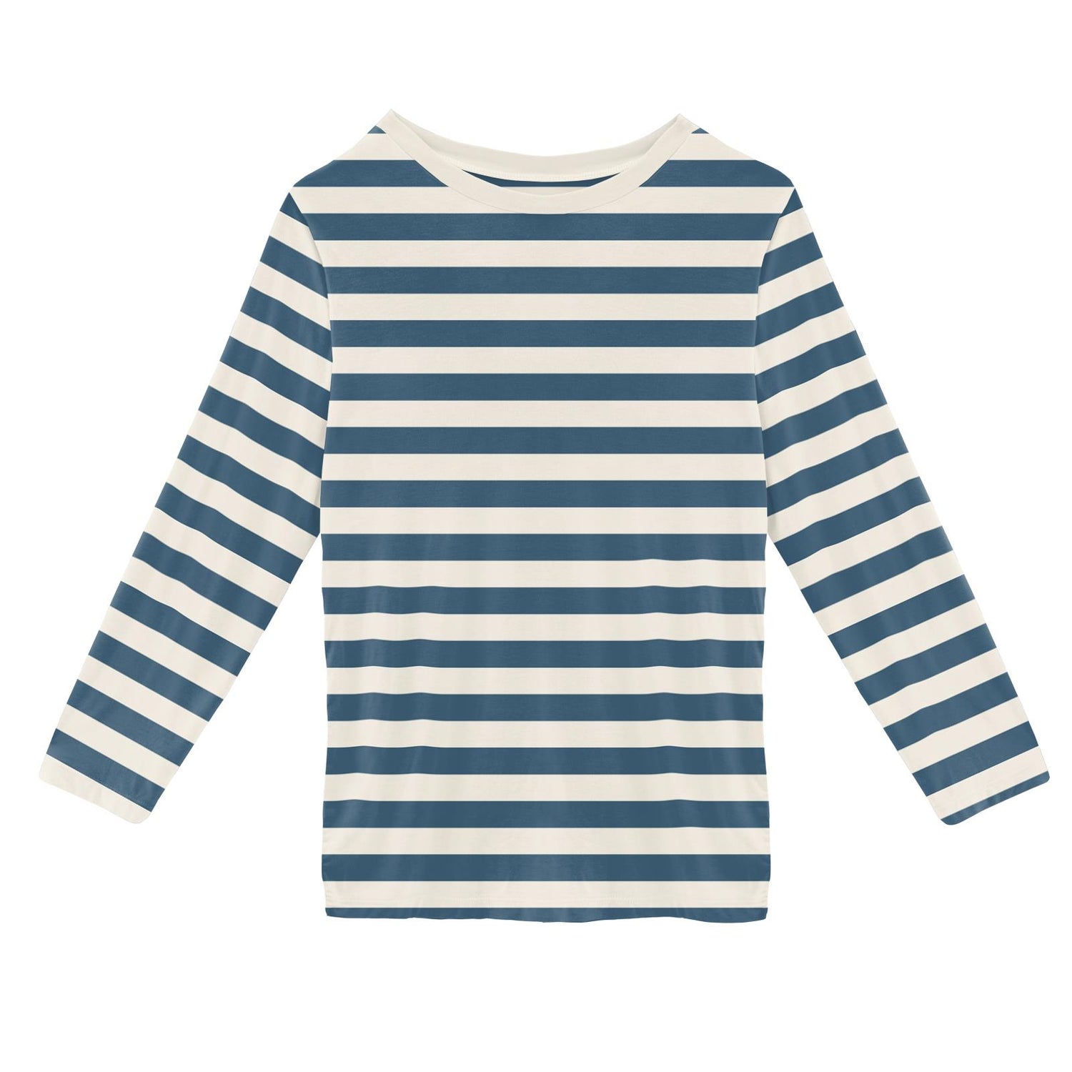 Print Long Sleeve Crew Neck Tee in Nautical Stripe