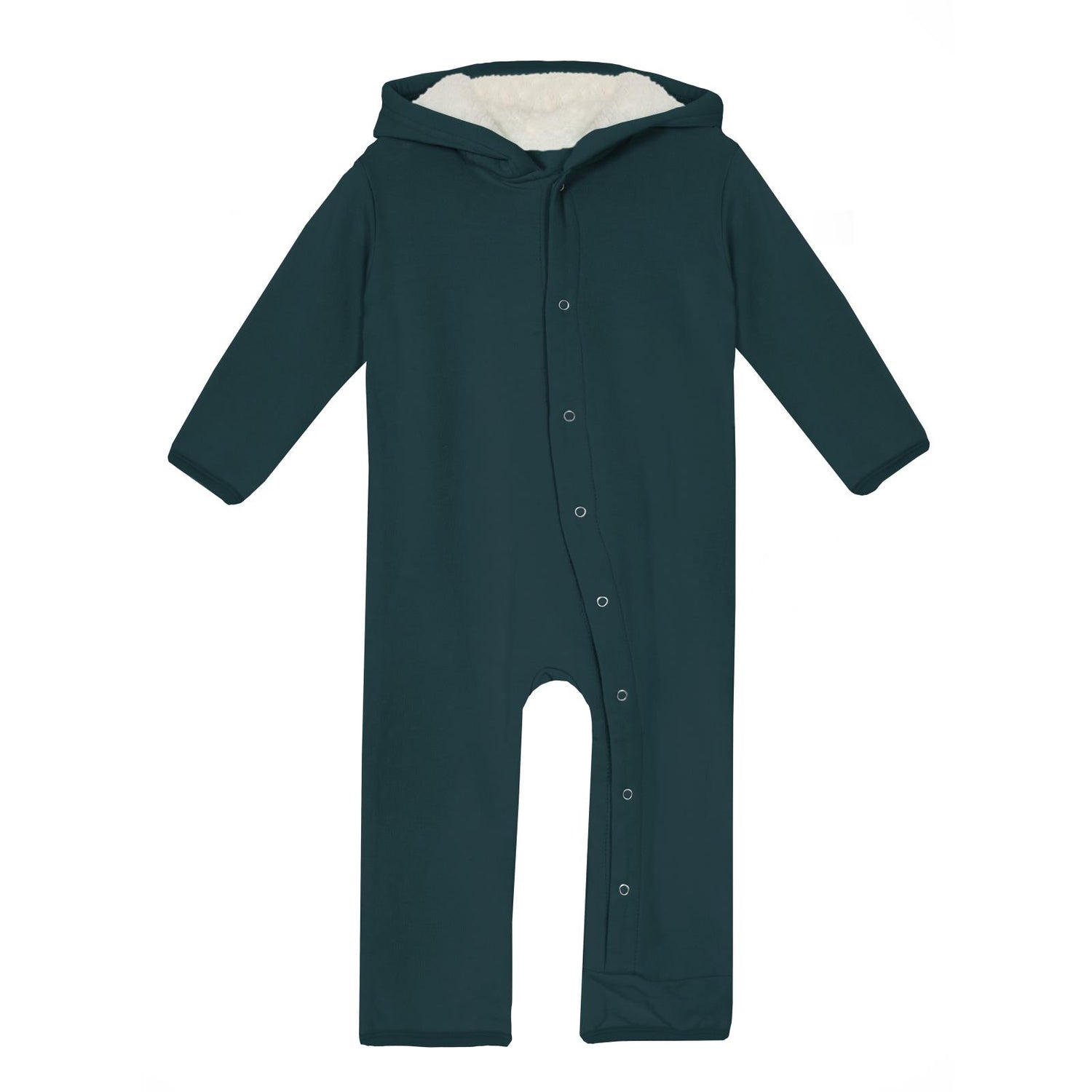 Fleece Coverall with Sherpa-Lined Hood and Ears in Pine