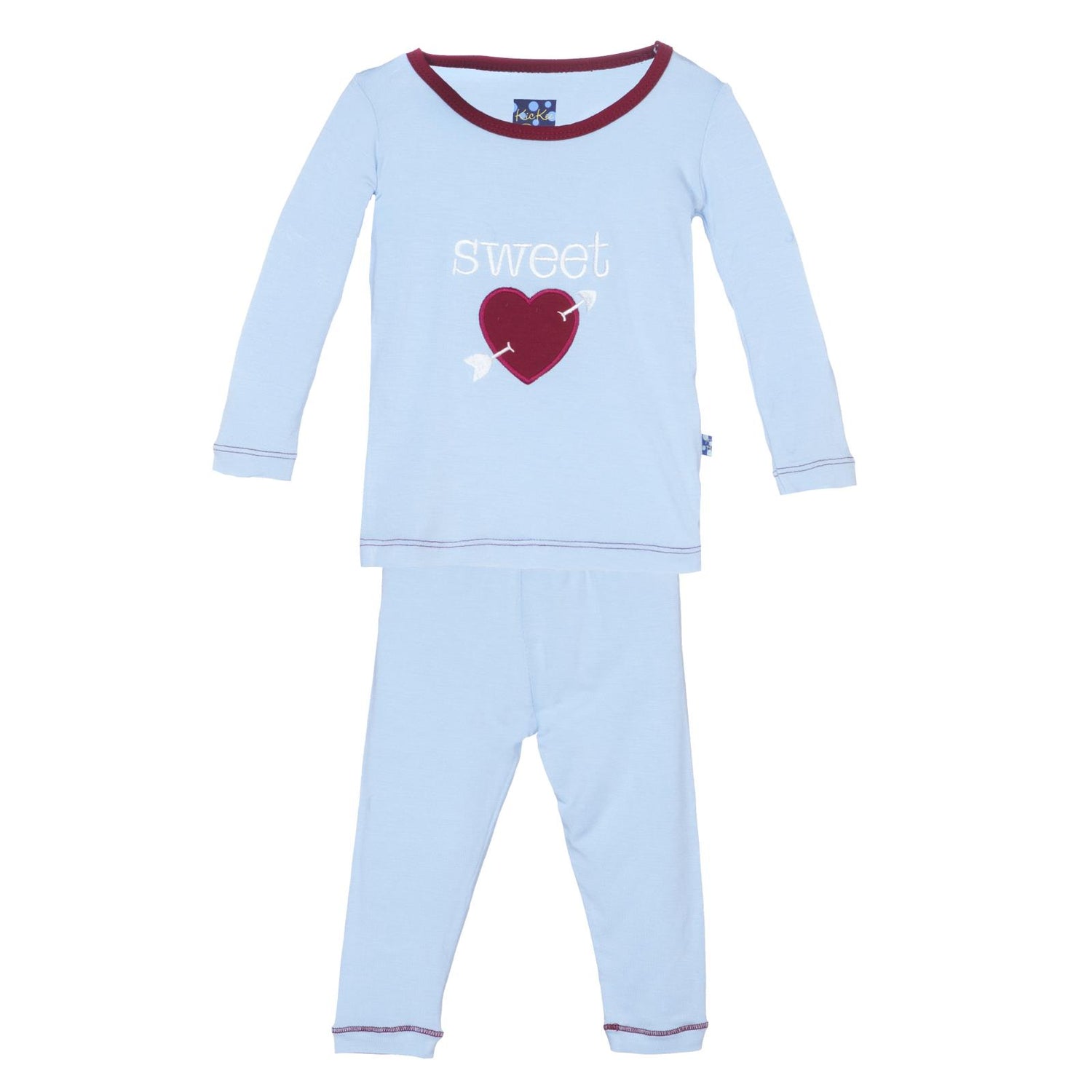 Long Sleeve Applique Pajama Set in Pond Sweetheart
