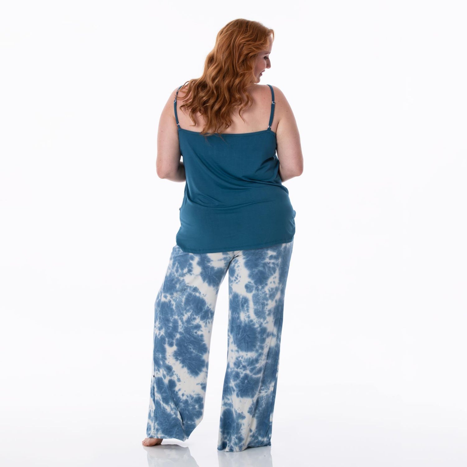 Women's Print Cami and Lounge Pants Pajama Set in Deep Sea Tie Dye