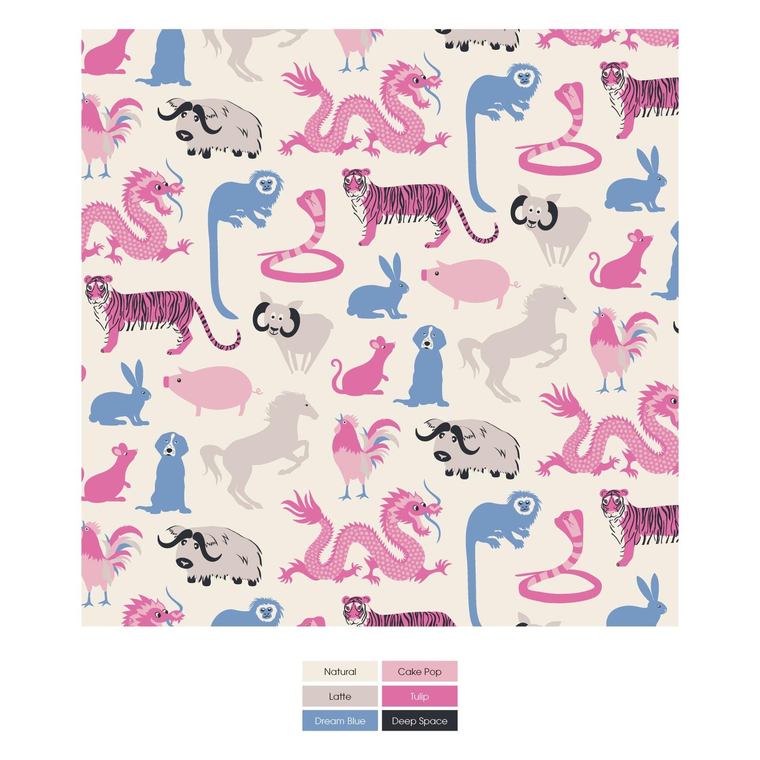 Print Convertible Sleeper with Zipper in Natural Chinese Zodiac