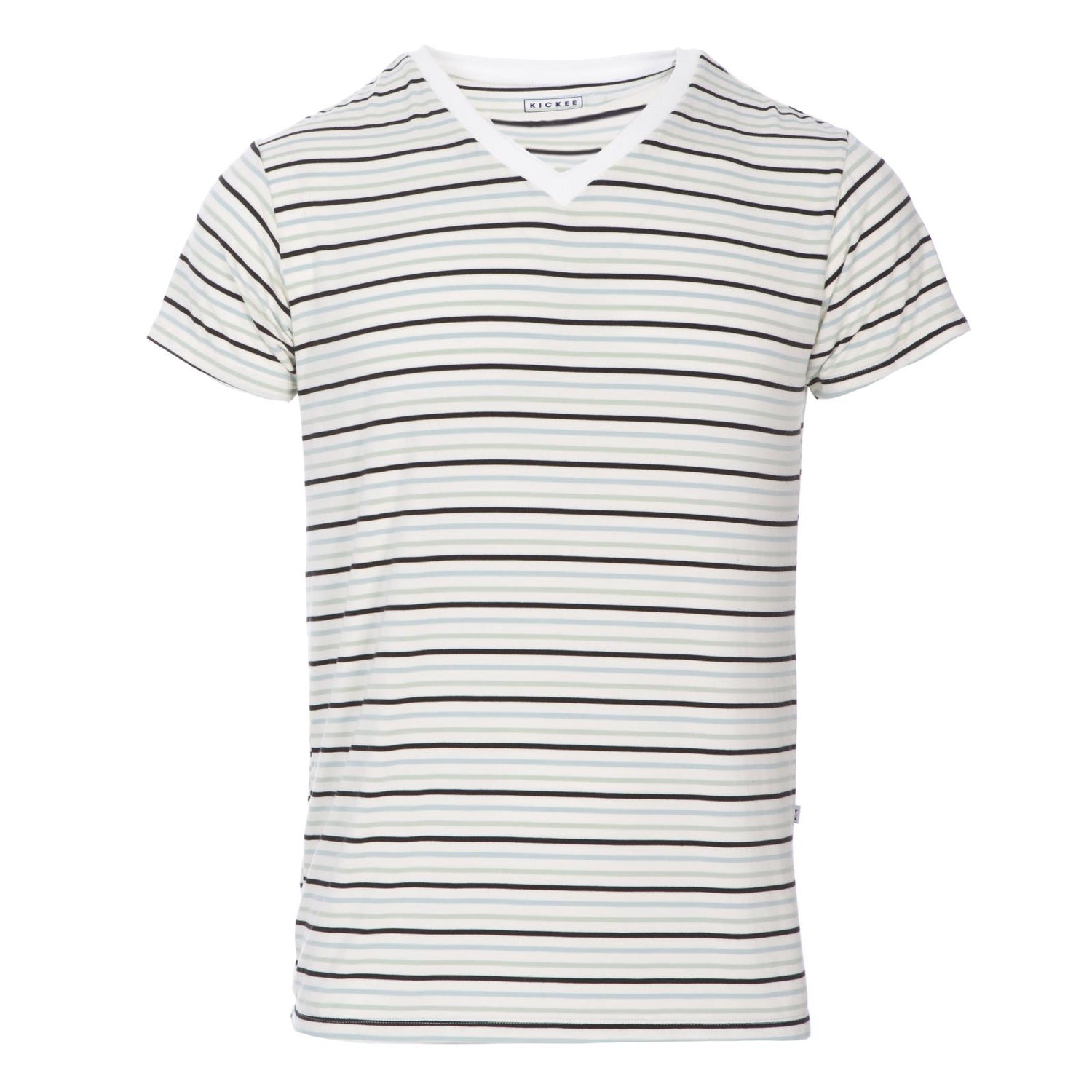 Men's Print Short Sleeve V-Neck Tee in Tuscan Afternoon Stripe