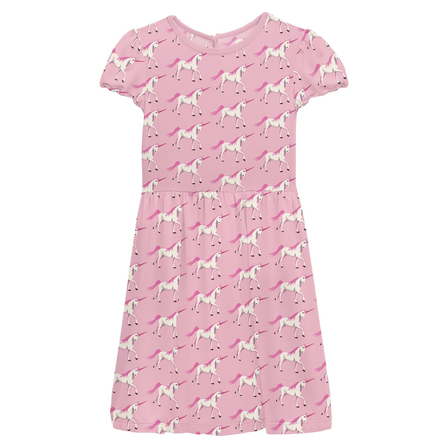 Print Flutter Sleeve Twirl Dress with Pockets in Cake Pop Prancing Unicorn