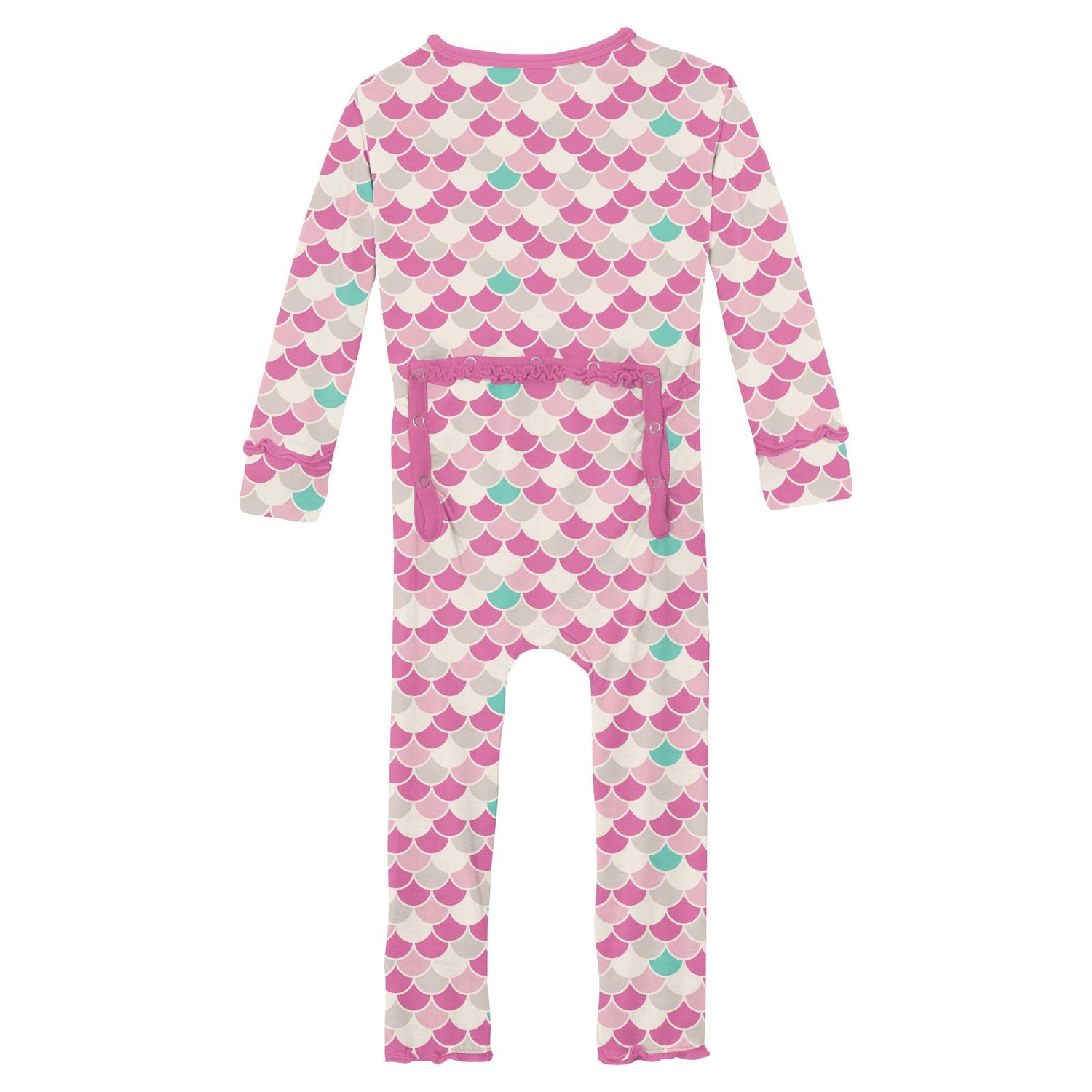 Print Muffin Ruffle Coverall with 2 Way Zipper in Tulip Scales