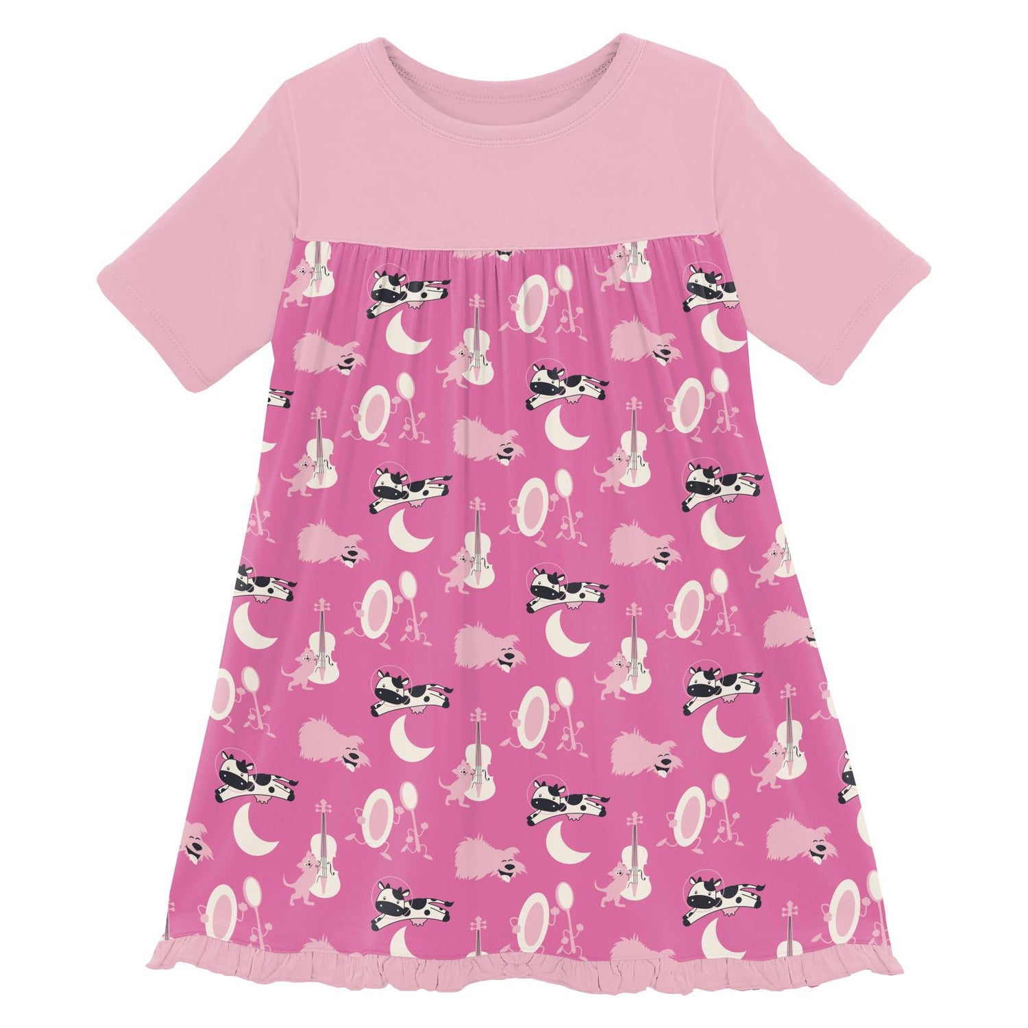 Print Classic Short Sleeve Swing Dress in Tulip Hey Diddle Diddle