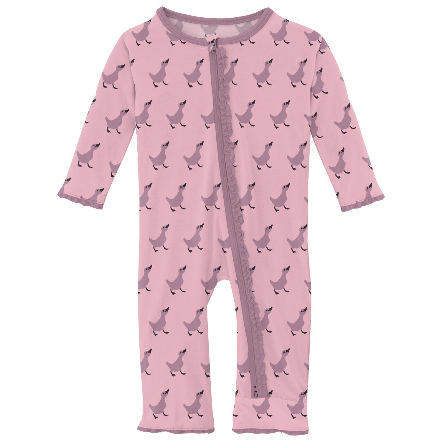 Print Muffin Ruffle Coverall with 2 Way Zipper in Cake Pop Ugly Duckling