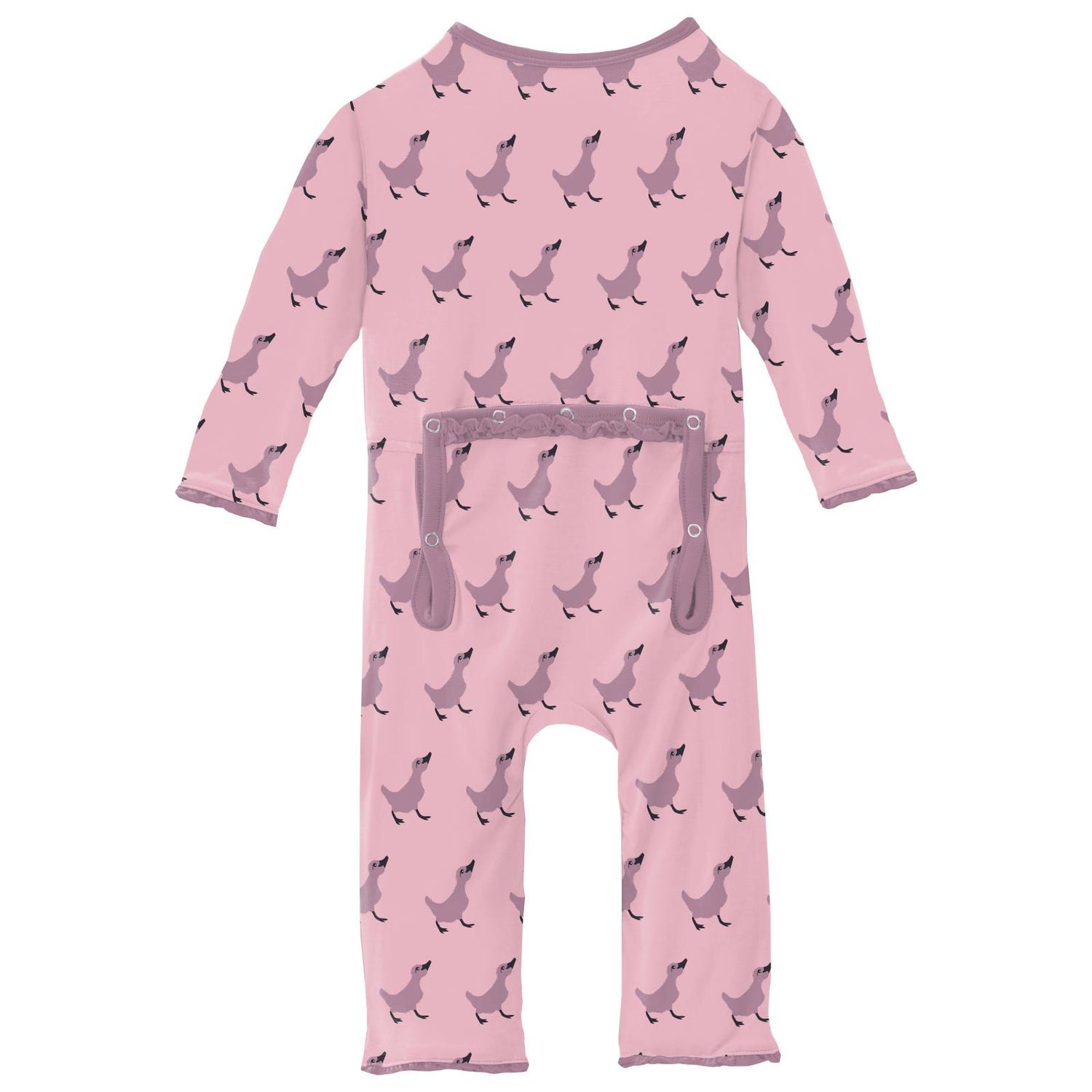 Print Muffin Ruffle Coverall with 2 Way Zipper in Cake Pop Ugly Duckling