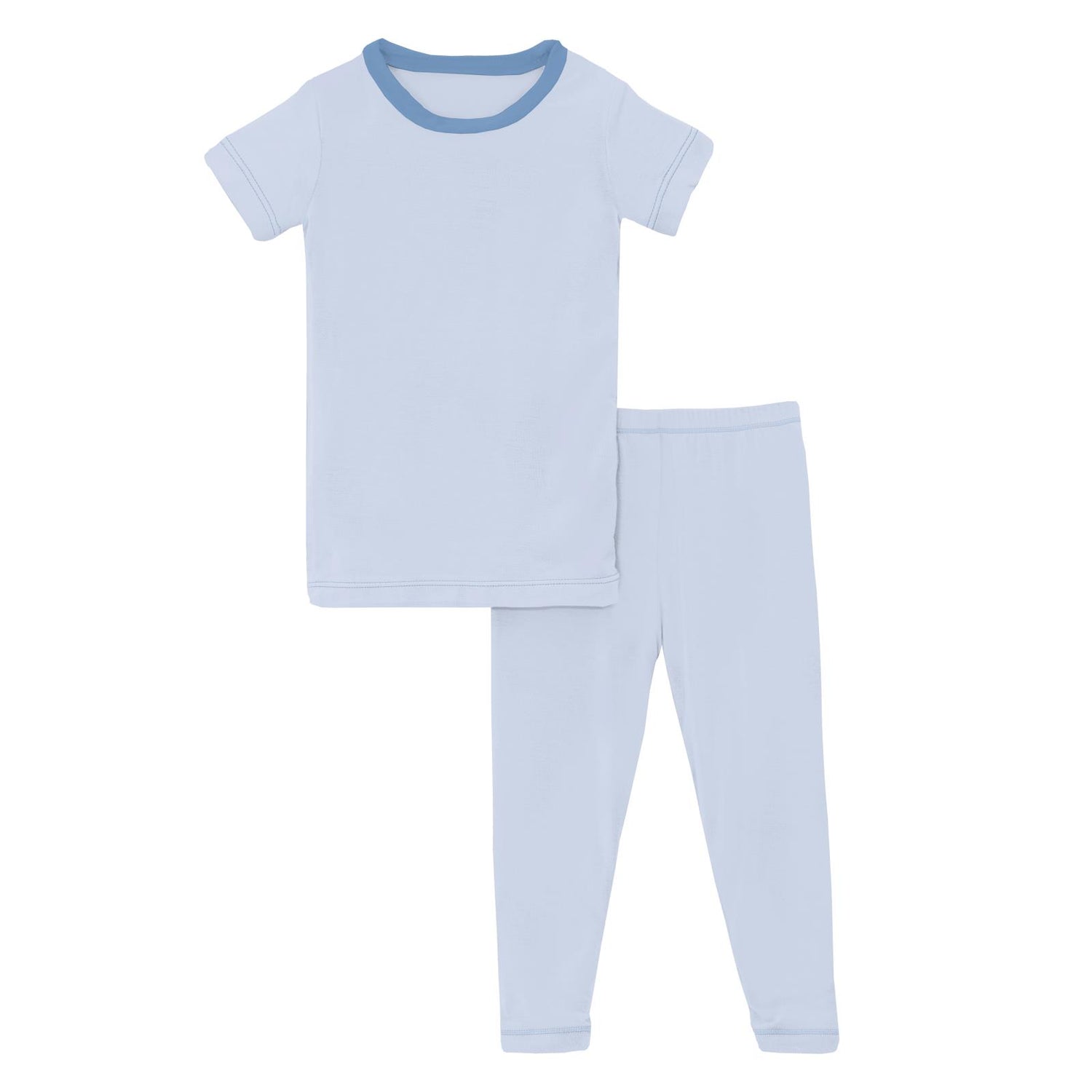 Short Sleeve Pajama Set in Dew with Dream Blue