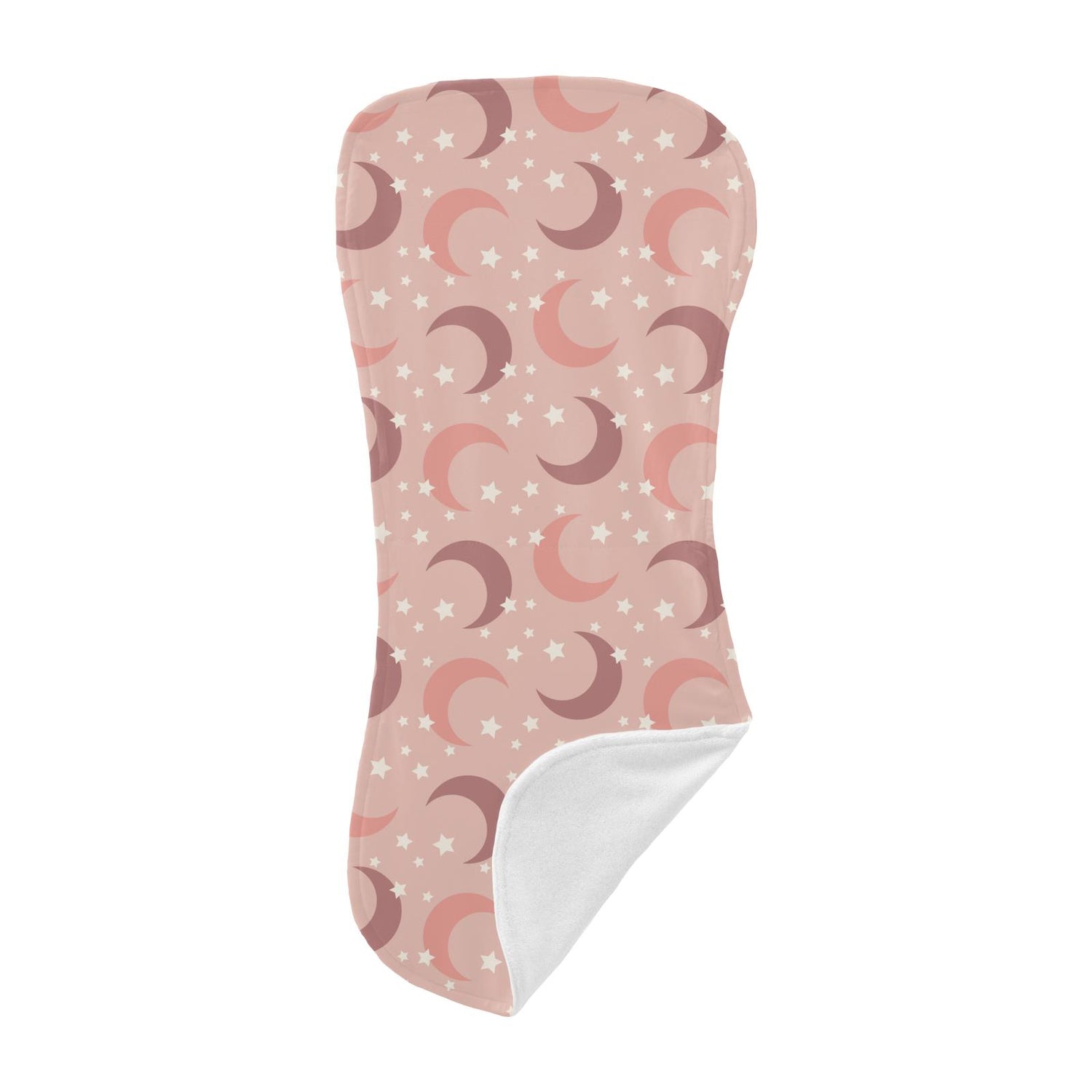 Print Burp Cloth and Bib Set in Peach Blossom Moon and Stars