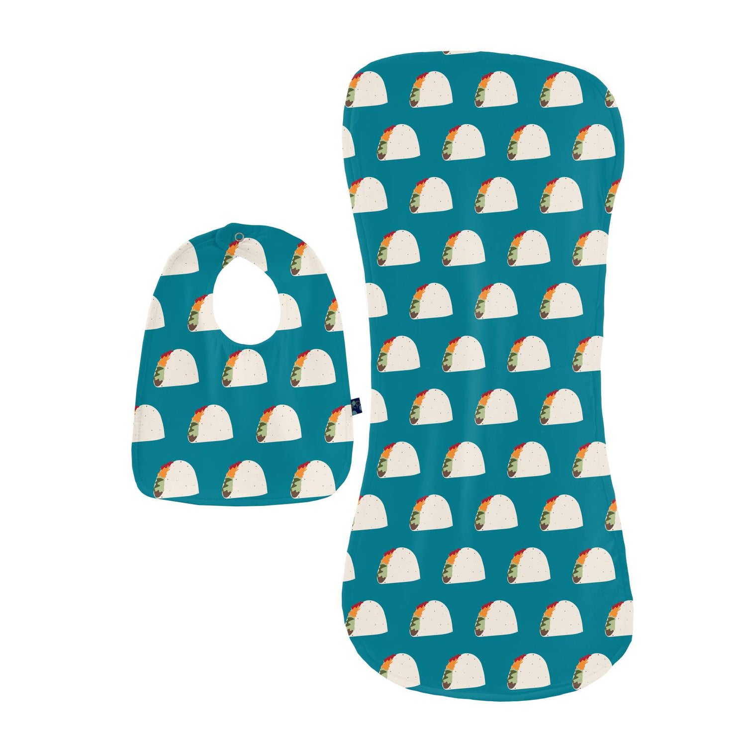 Print Burp Cloth and Bib Set in Seagrass Tacos