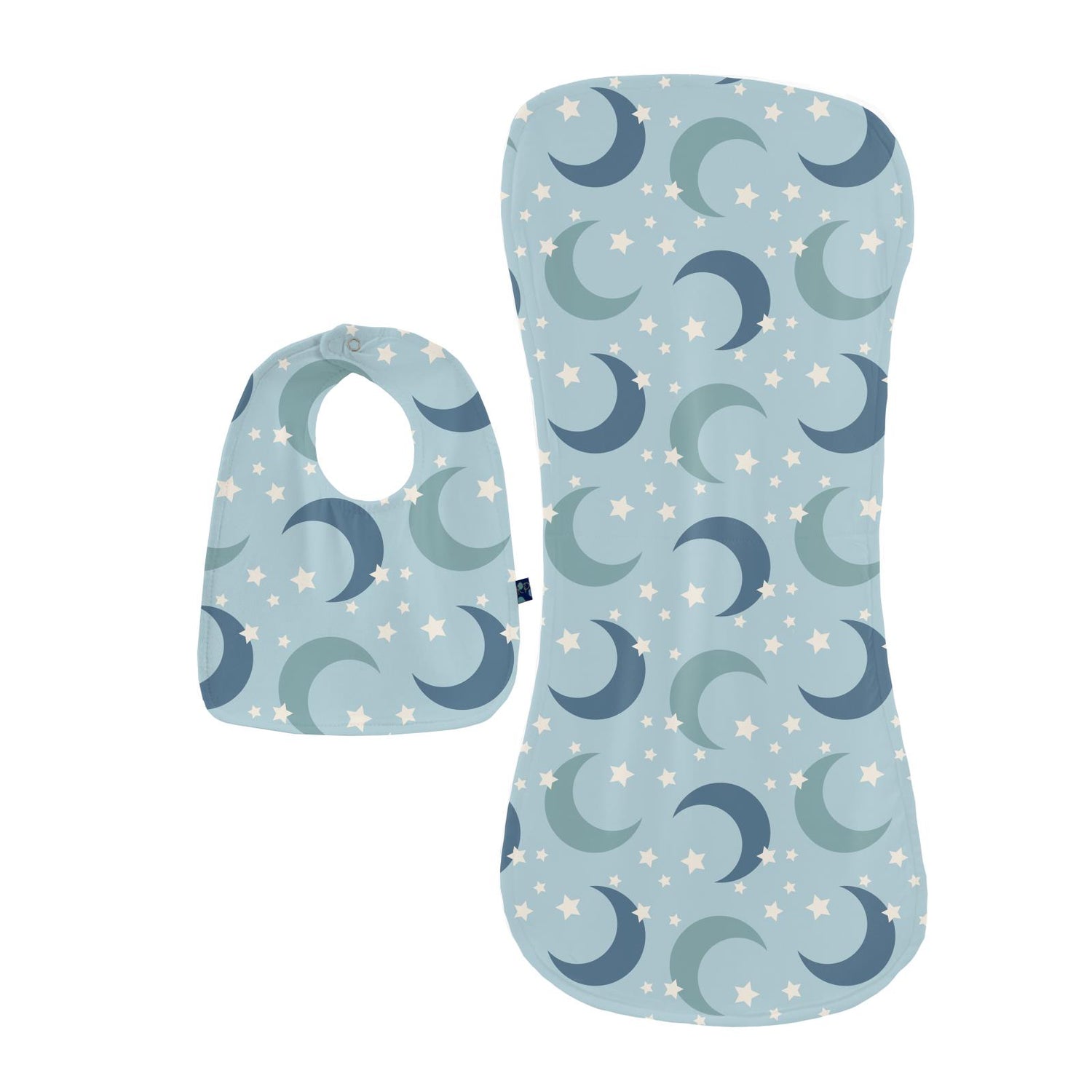 Print Burp Cloth and Bib Set in Spring Sky Moon and Stars