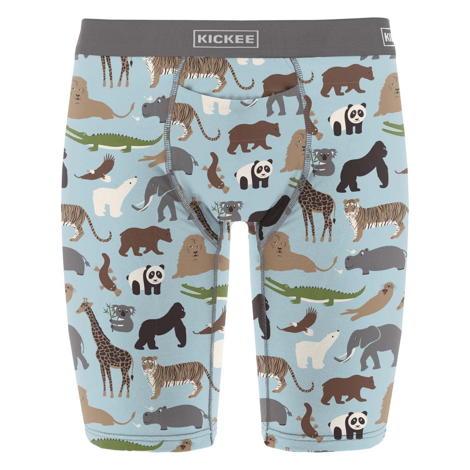 Men's Print Long Boxer Brief with Top Fly in Spring Sky Zoo