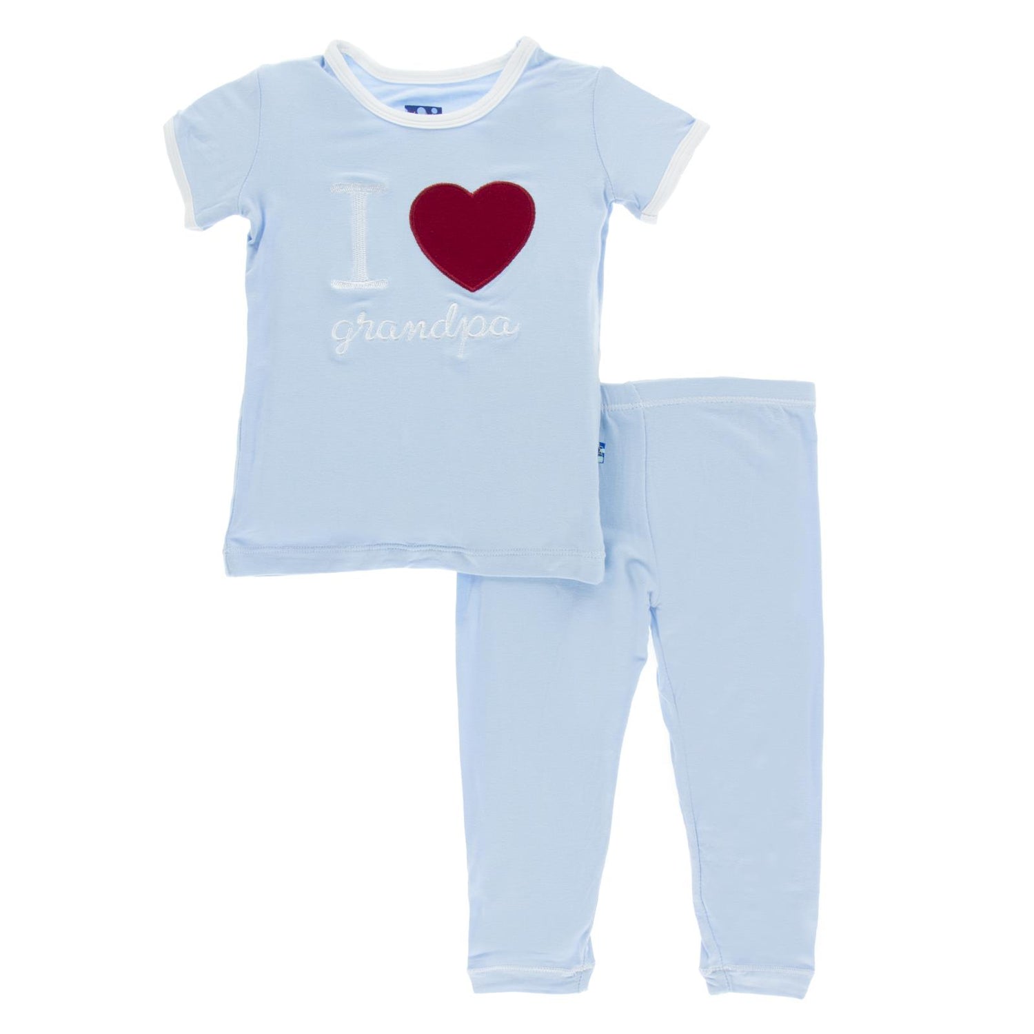 Short Sleeve Applique Pajama Set in Pond I Love Grandpa