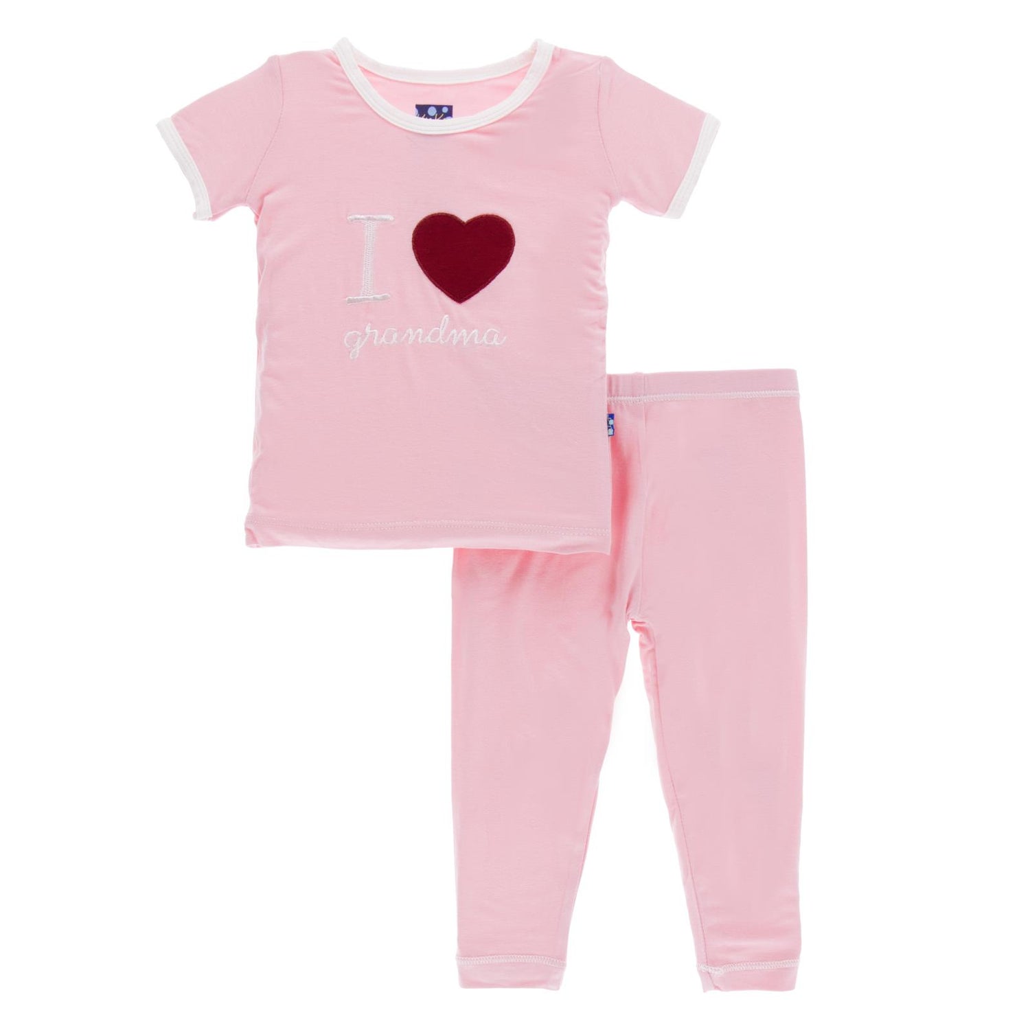 Short Sleeve Applique Pajama Set in Lotus I Love Grandma