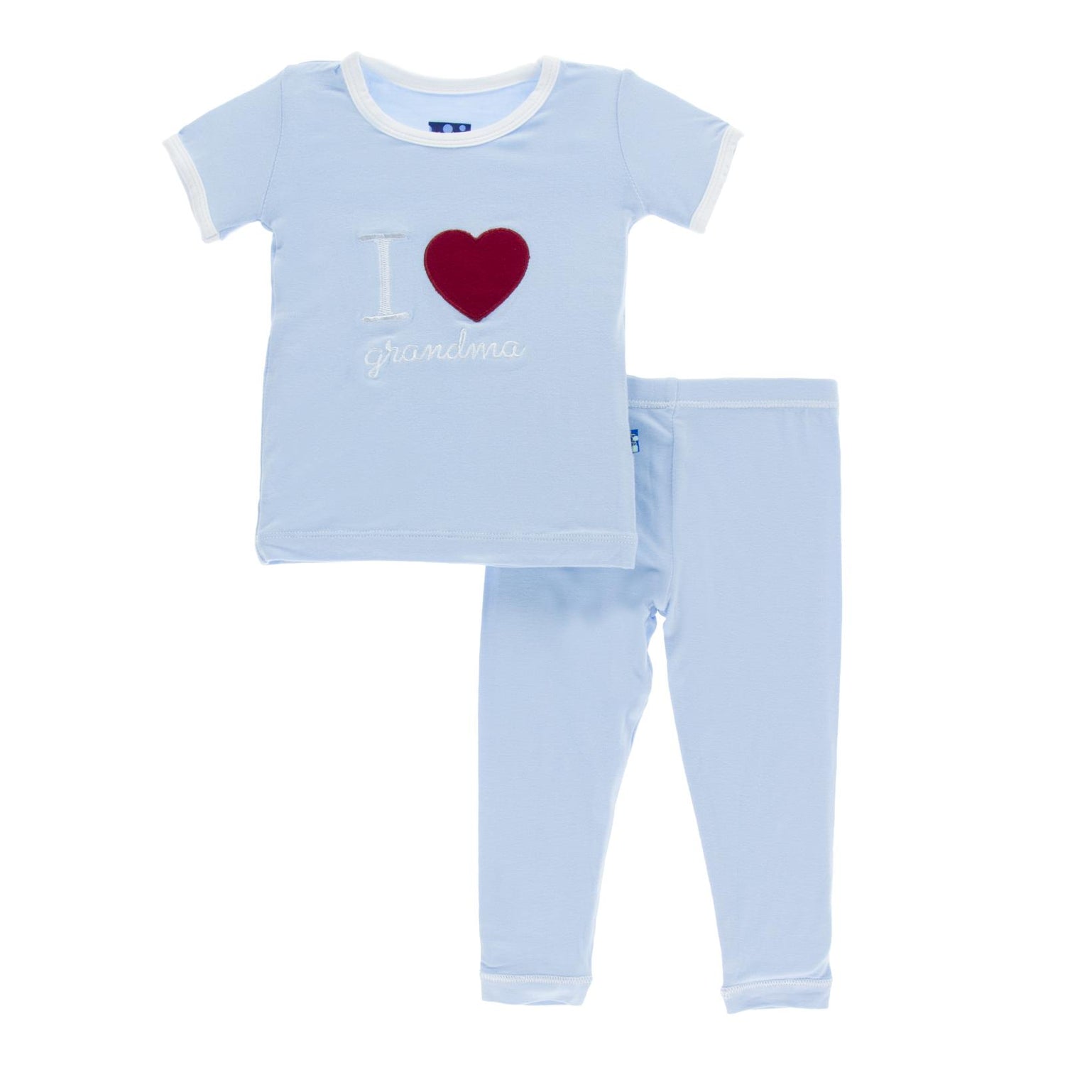 Short Sleeve Applique Pajama Set in Pond I Love Grandma