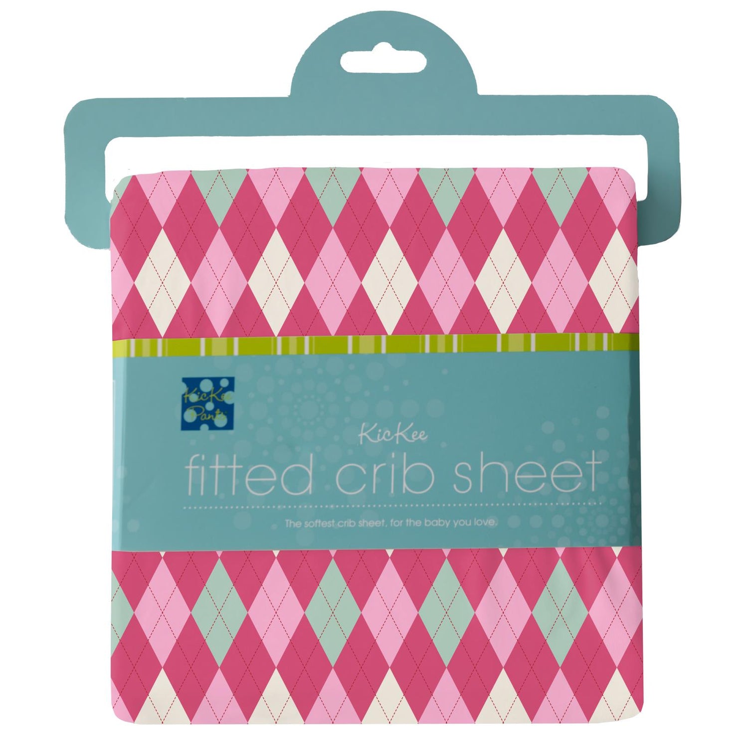 Print Fitted Crib Sheet in Flamingo Argyle