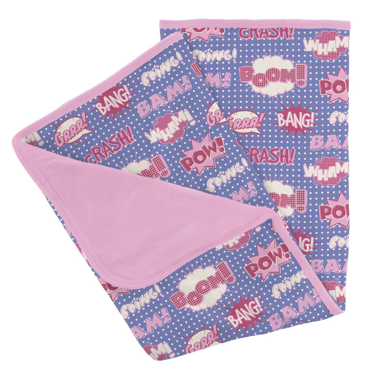 Print Stroller Blanket in Forget Me Not Comic Onomatopoeia