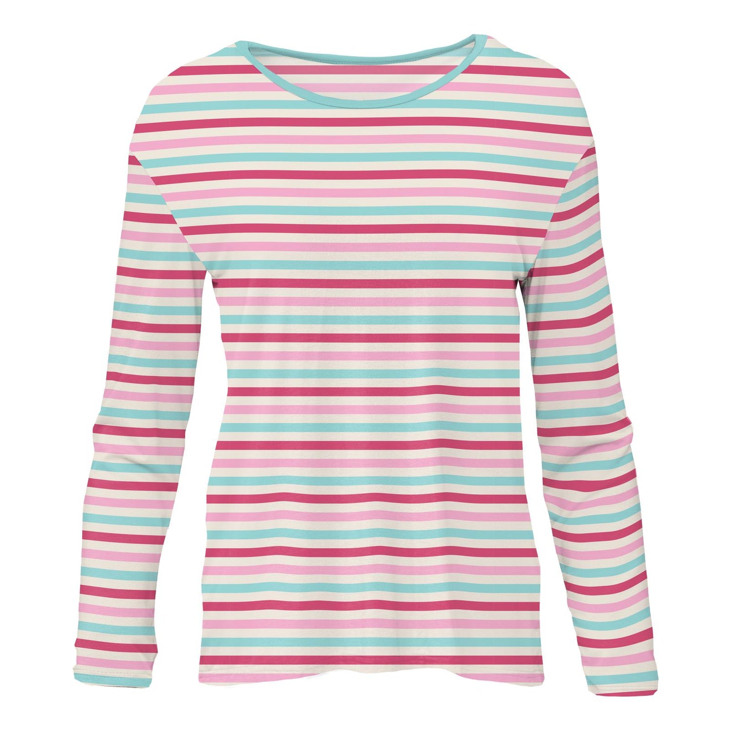 Women's Print Long Sleeve Butterfly Open-Back Top in Sock Hop Stripe