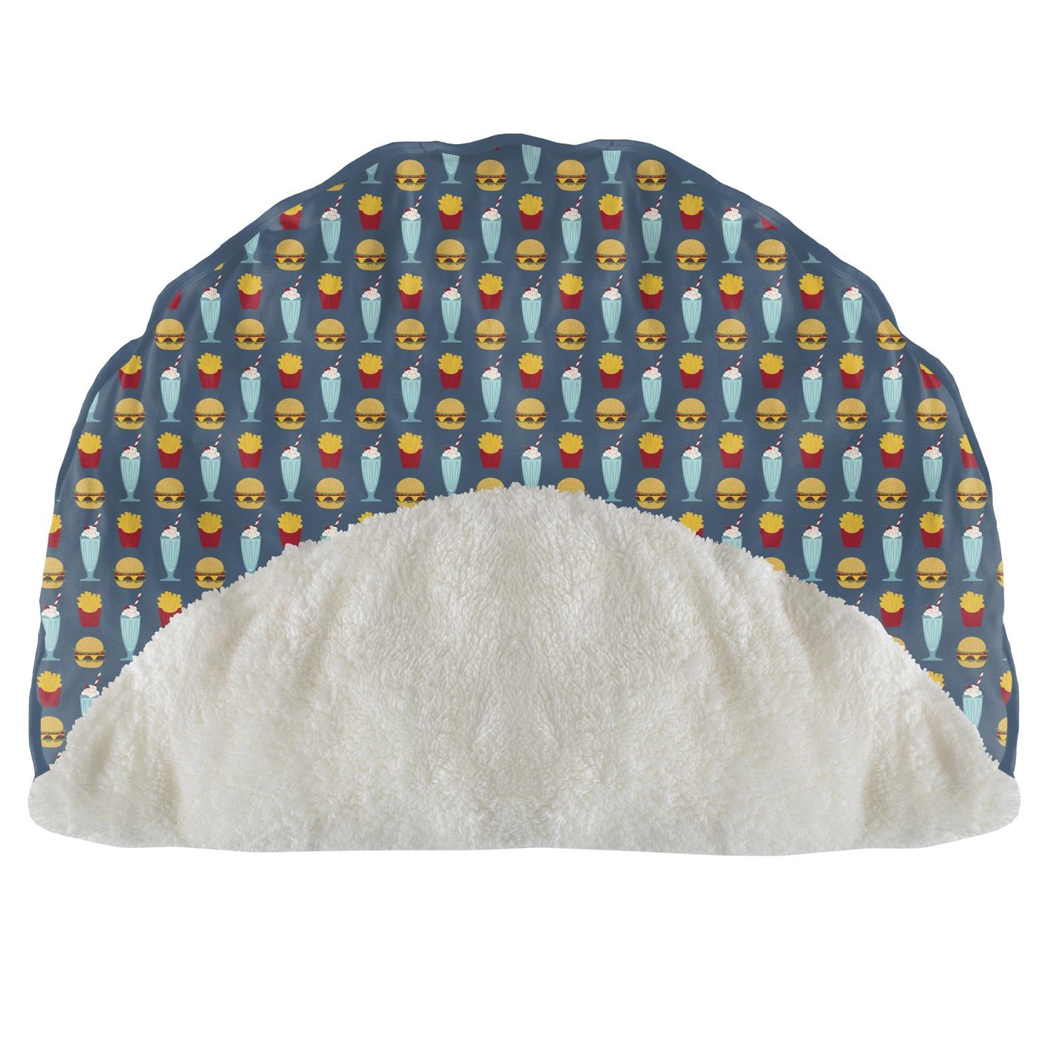 Print Sherpa-Lined Fluffle Playmat in Deep Sea Cheeseburger