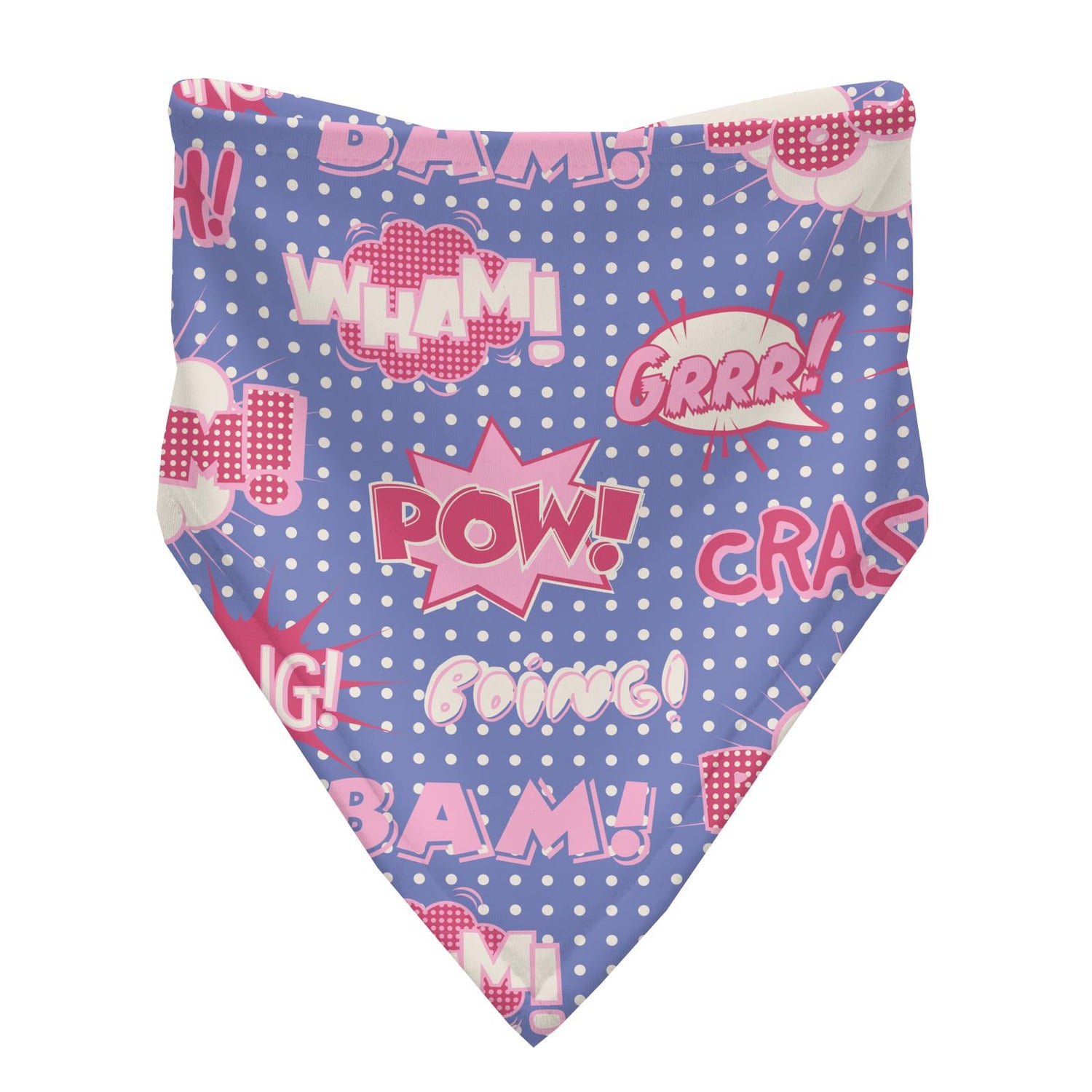 Print Bandana Bib in Forget Me Not Comic Onomatopoeia