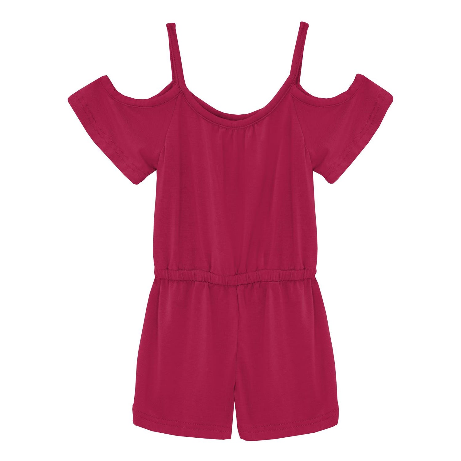 Open-Shoulder Romper in Rhododendron