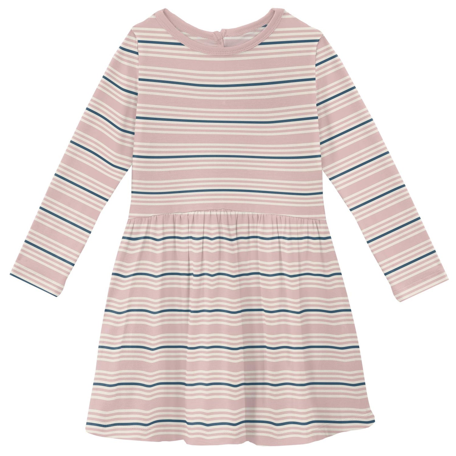 Print Long Sleeve Twirl Dress in Flotsam Stripe