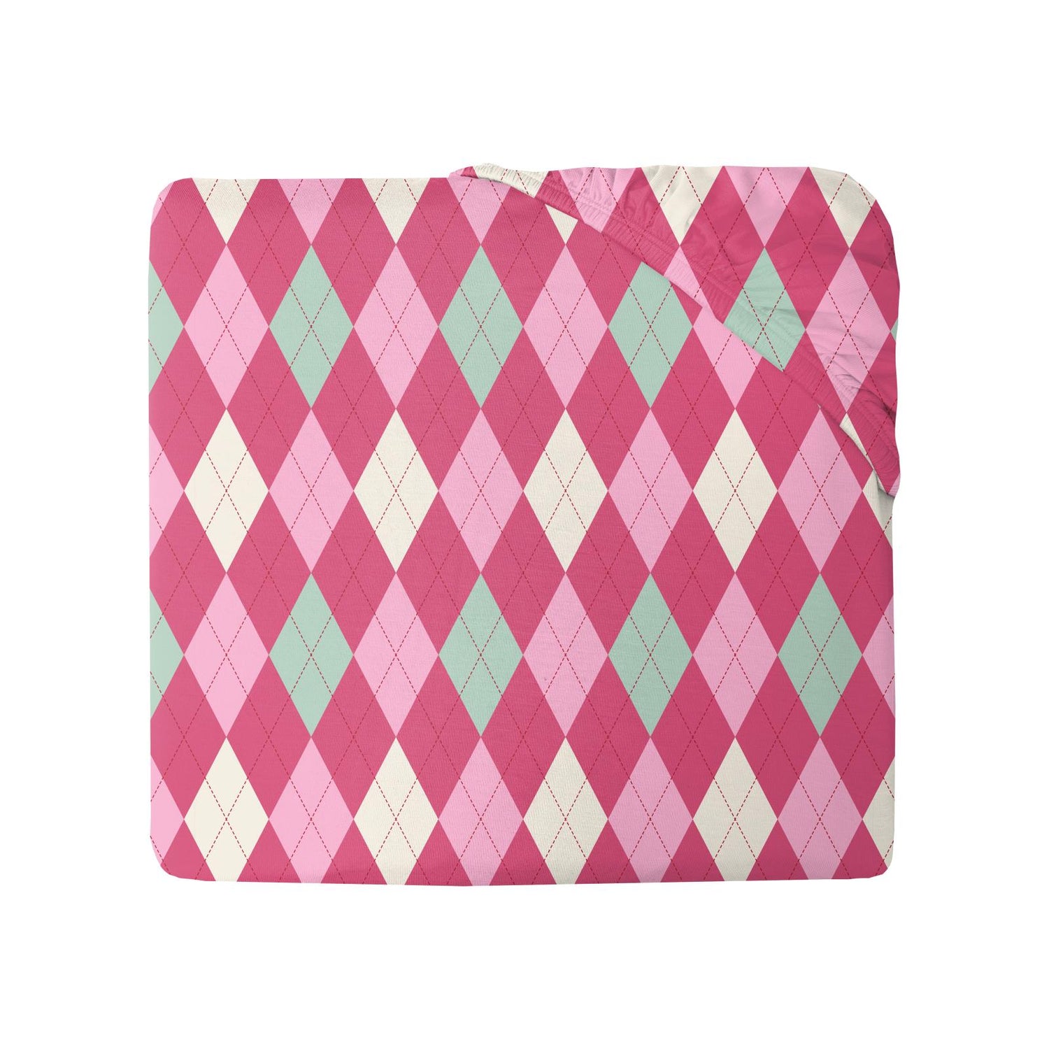 Print Grow-with-Me Twin to Full Fitted Sheet in Flamingo Argyle