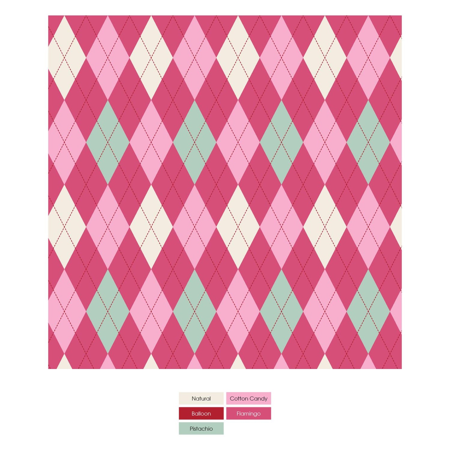 Print Grow-with-Me Twin to Full Fitted Sheet in Flamingo Argyle