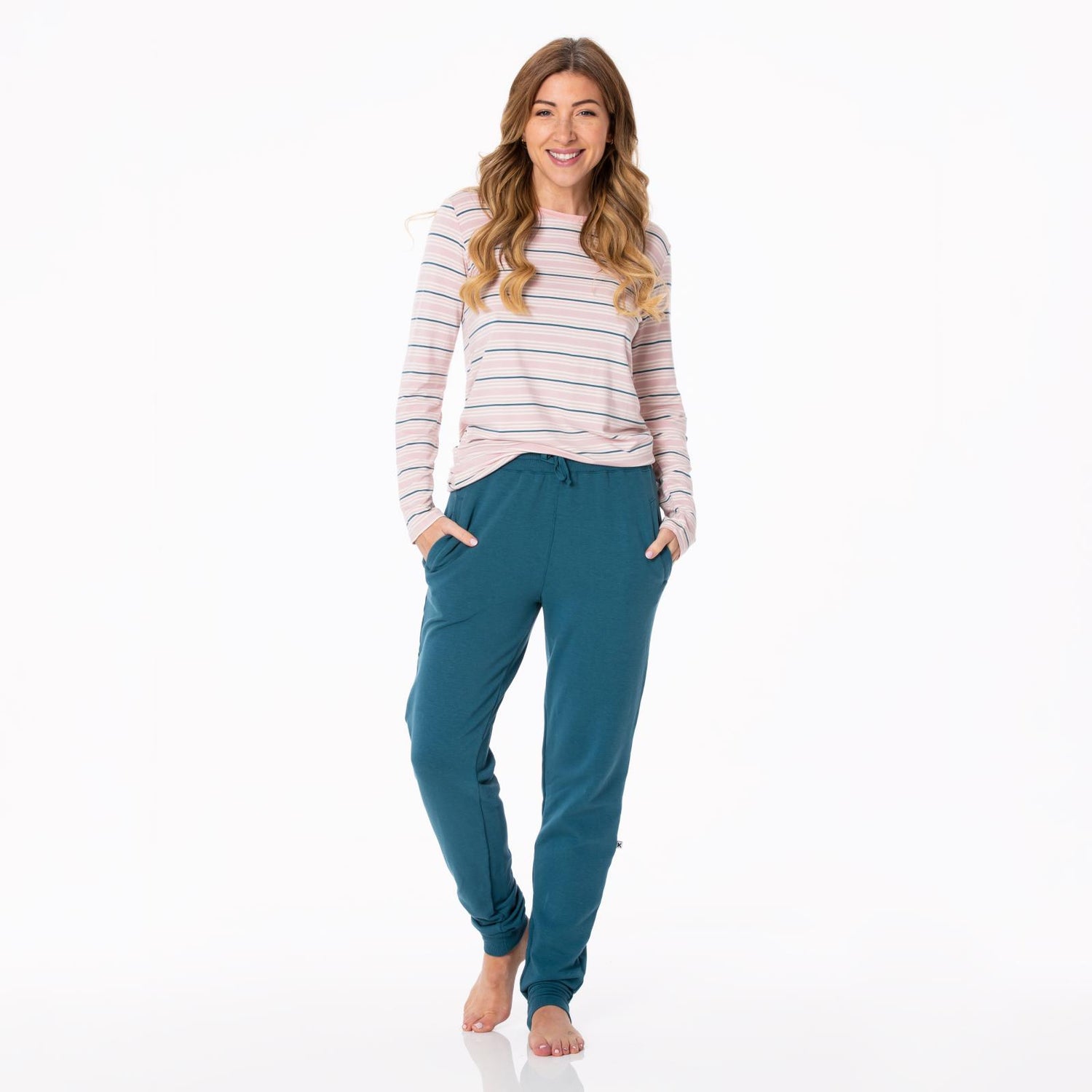 Women's Print Long Sleeve Loosey Goosey Tee in Flotsam Stripe