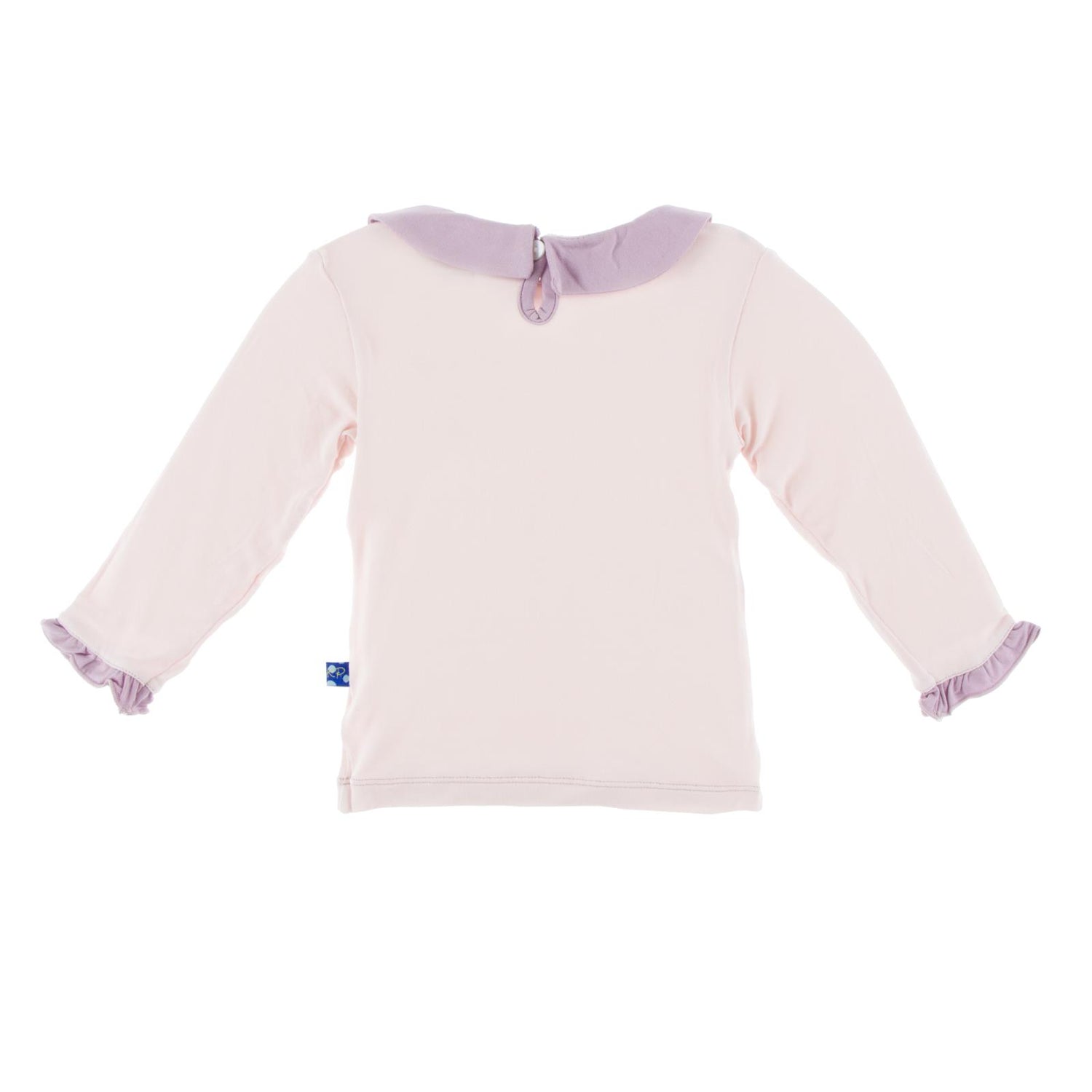 Long Sleeve Peter Pan Collared Tee in Macaroon with Sweet Pea Trim