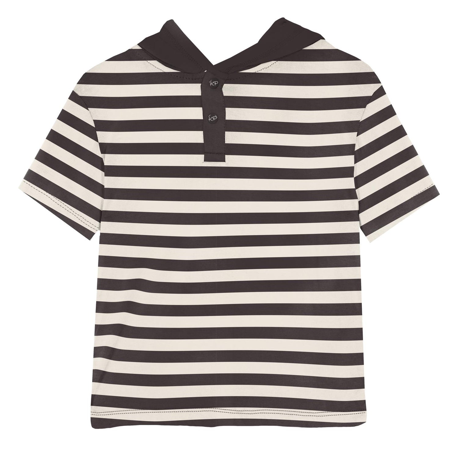 Print Short Sleeve Hoodie Tee in Jailhouse Rock Stripe