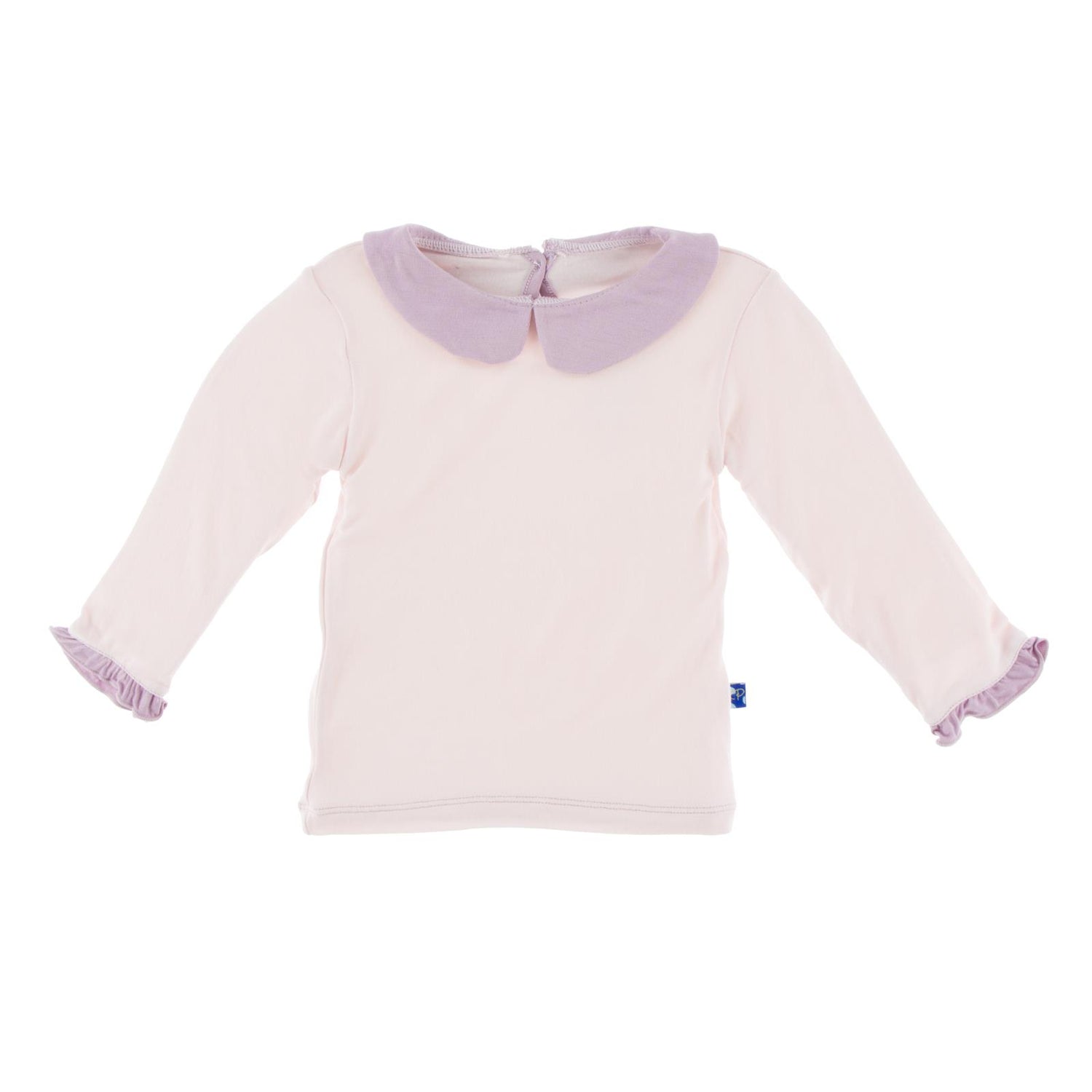 Long Sleeve Peter Pan Collared Tee in Macaroon with Sweet Pea Trim