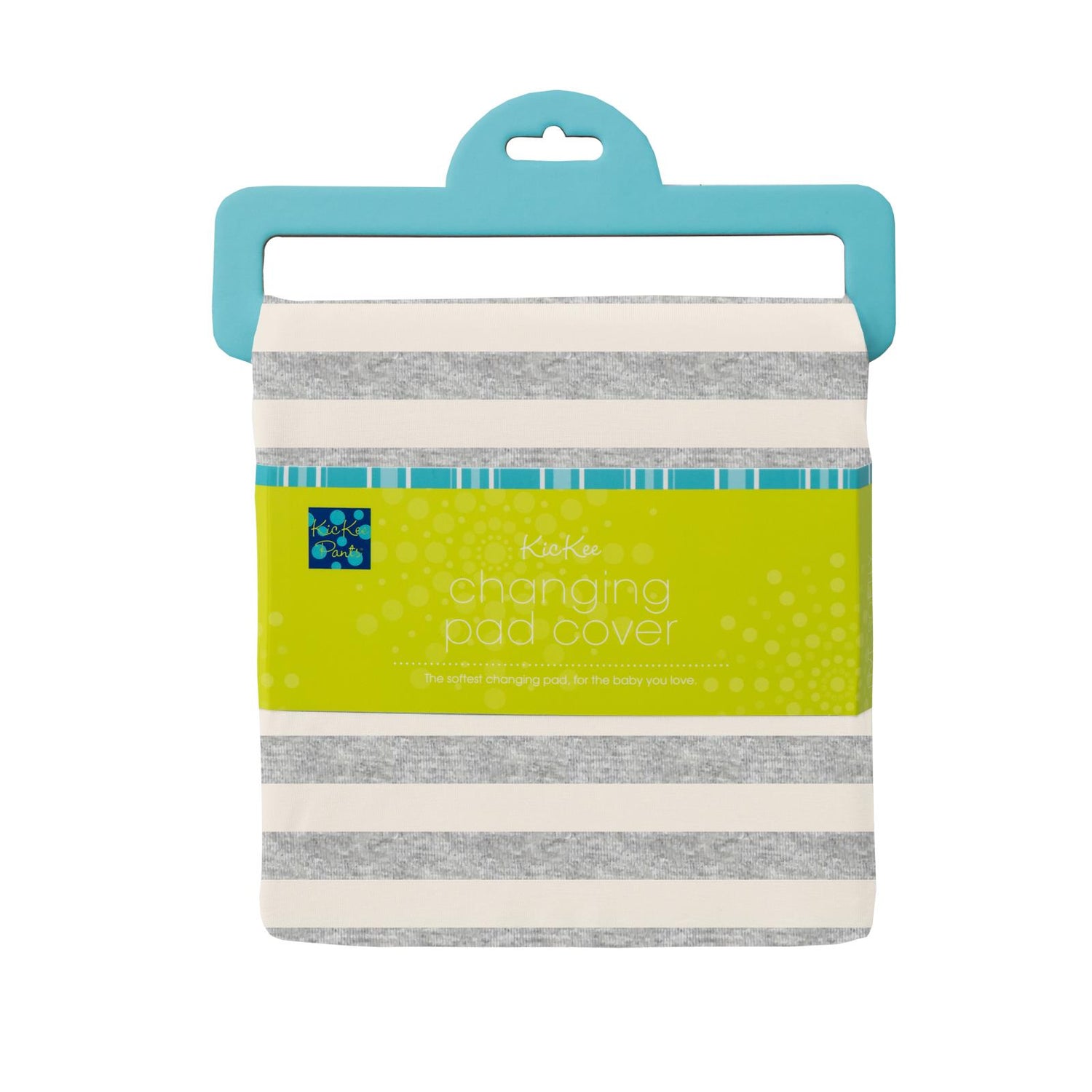 Print Changing Pad Cover in Heathered Mist Sweet Stripe