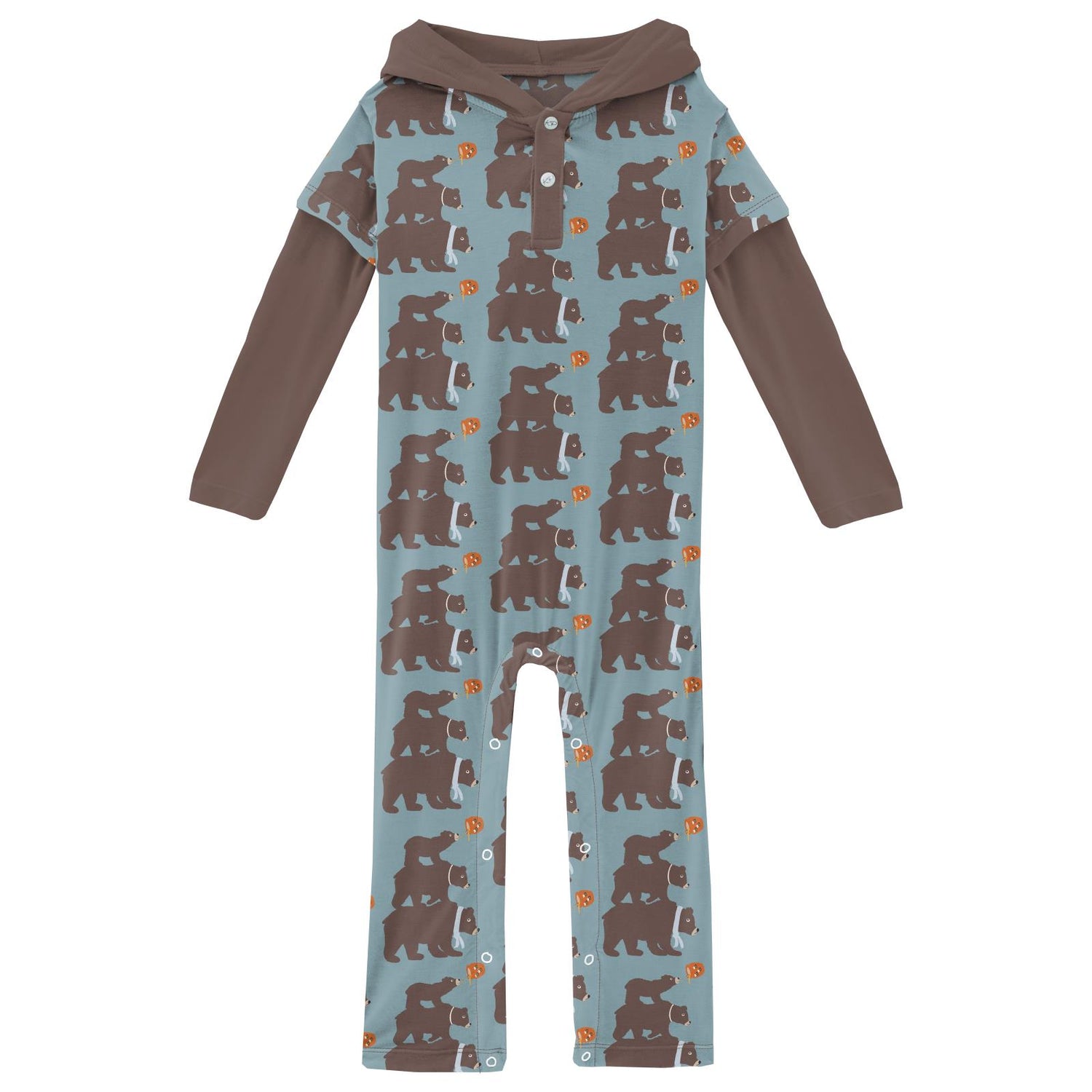 Print Long Sleeve Hoodie Romper in Stormy Sea Three Naughty Bears