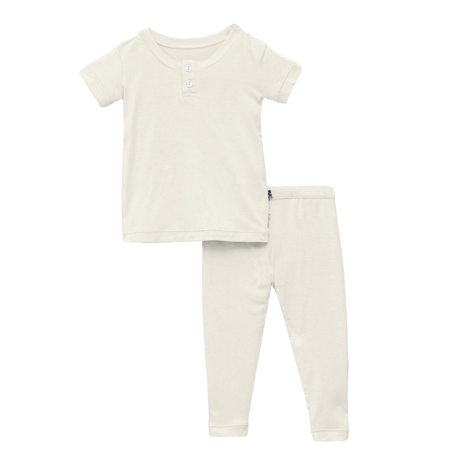 Short Sleeve Henley Pajama Set in Natural