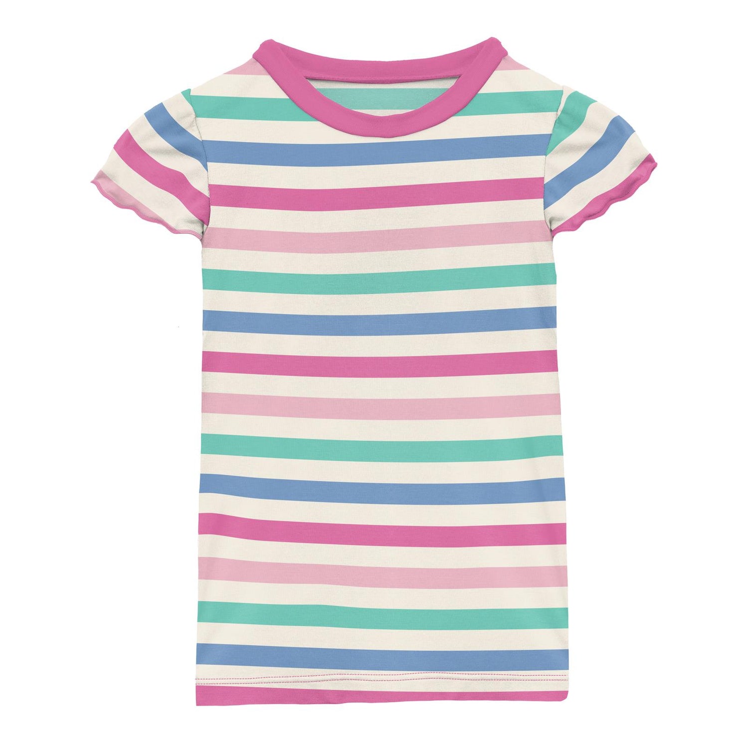 Print Tailored Fit Flutter Sleeve Tee in Skip To My Lou Stripe
