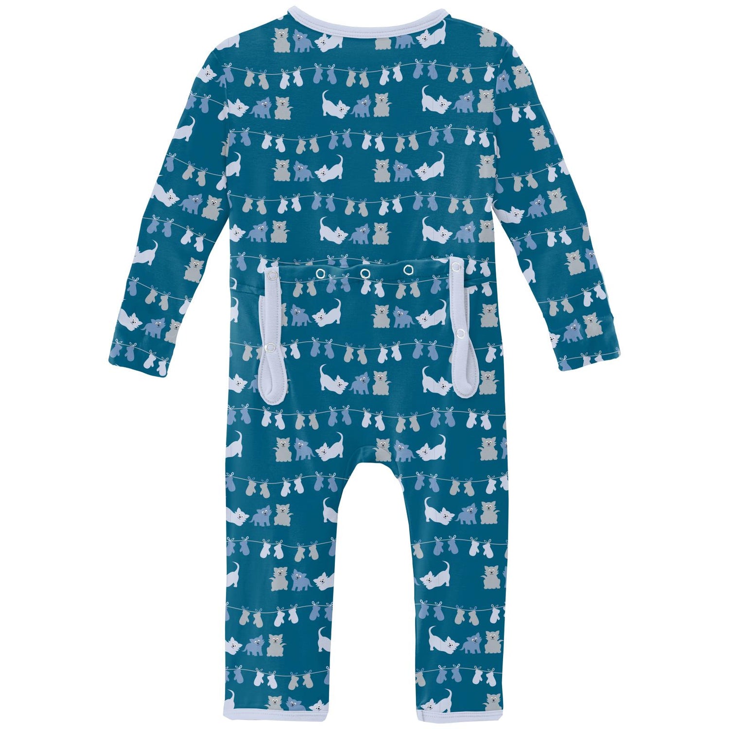 Print Coverall with Snaps in Seaport 3 Little Kittens