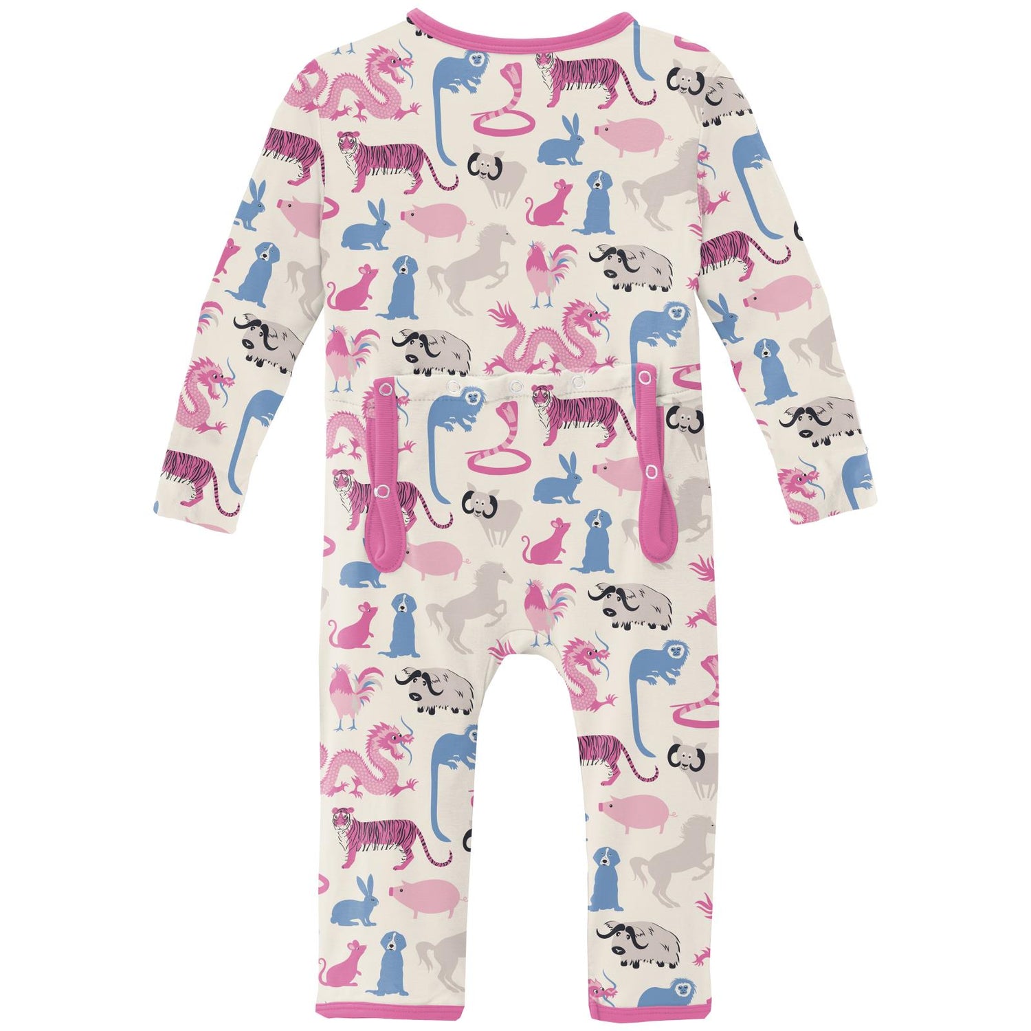 Print Coverall with Snaps in Natural Chinese Zodiac