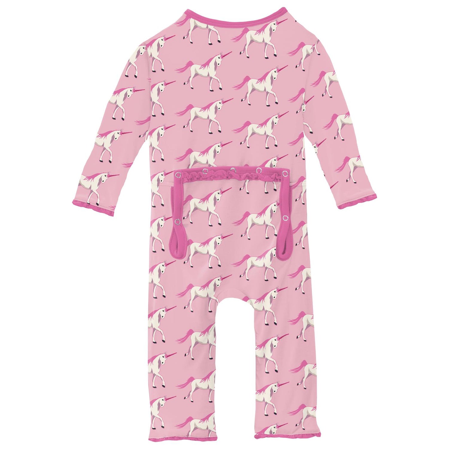 Print Muffin Ruffle Coverall with 2 Way Zipper in Cake Pop Prancing Unicorn