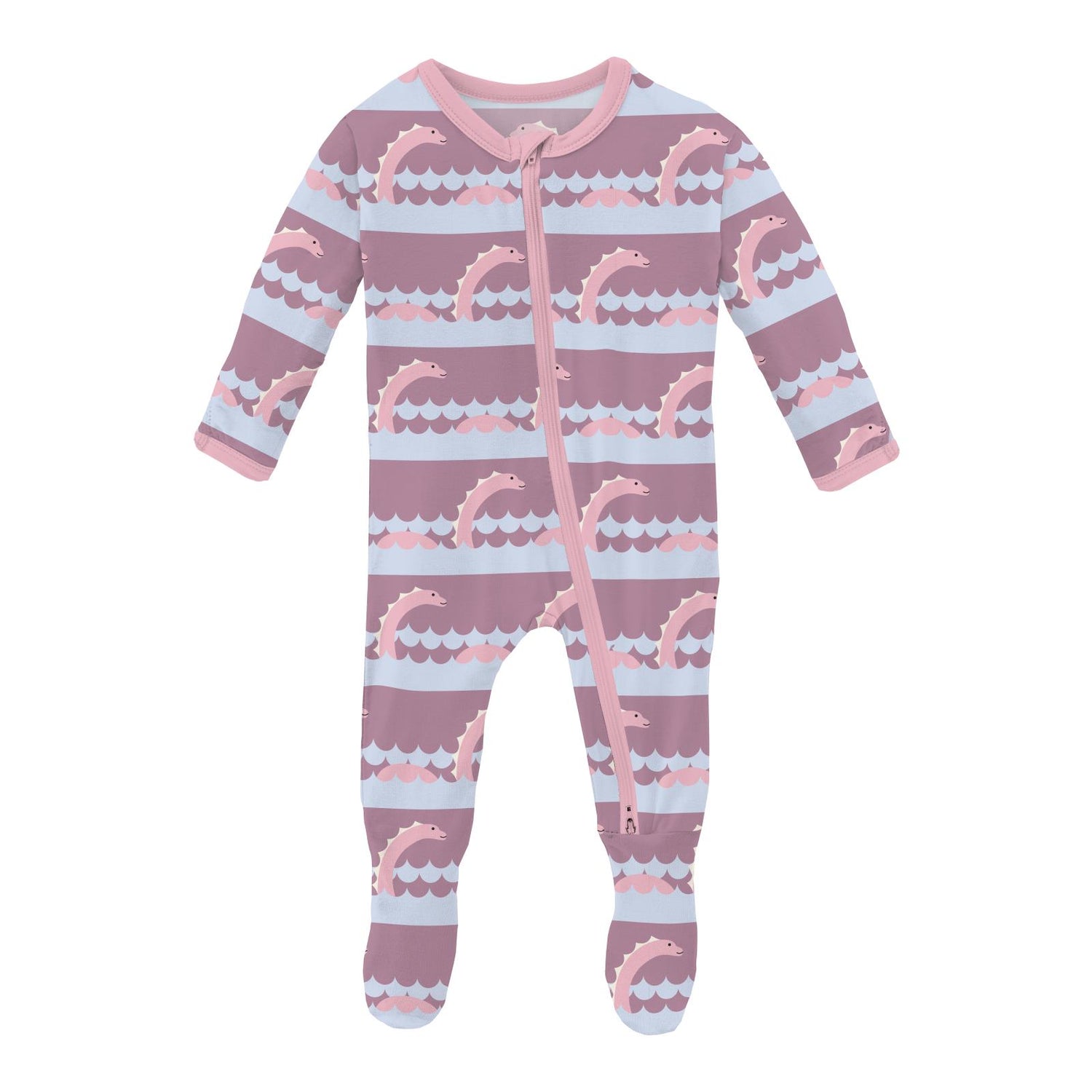 Print Footie with 2 Way Zipper in Pegasus Sea Monster