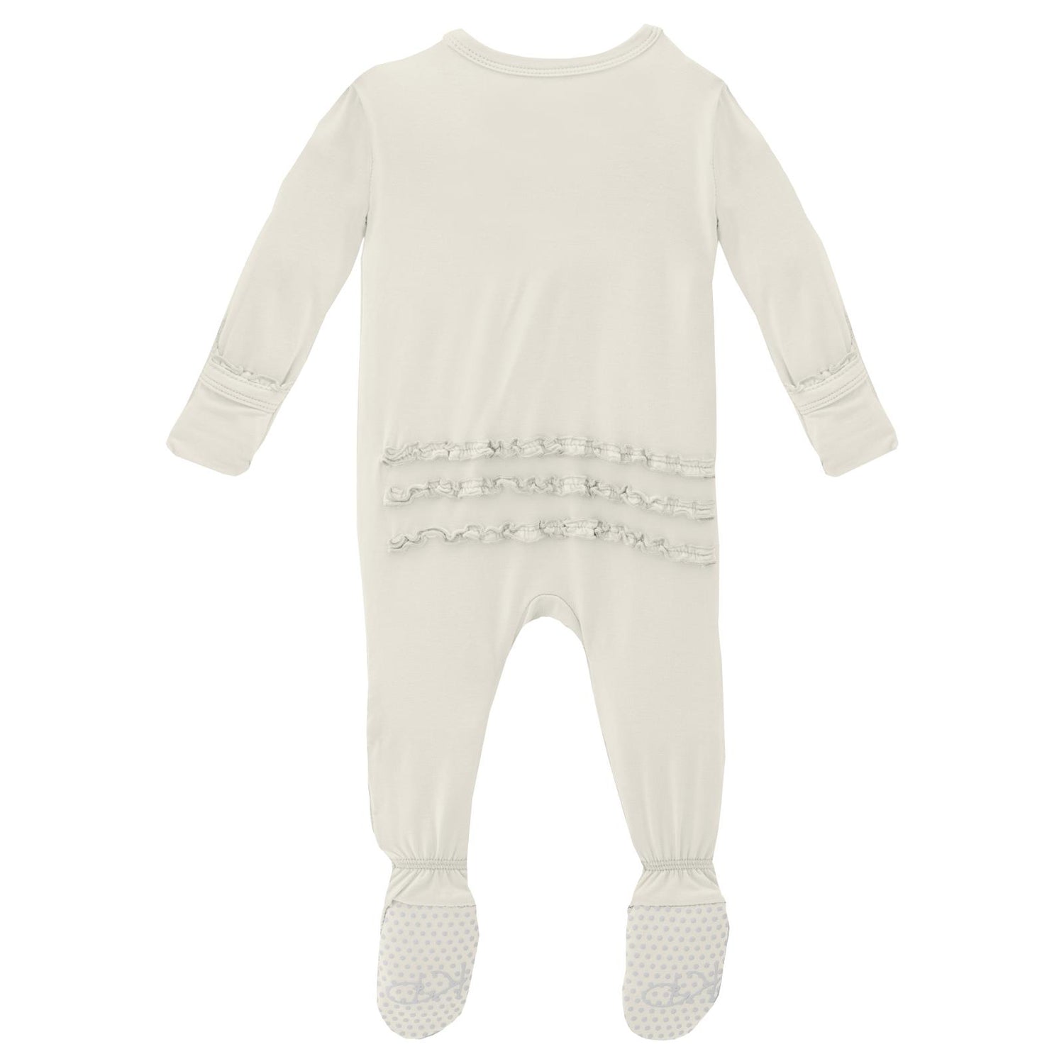 Muffin Ruffle Footie with 2 Way Zipper in Natural